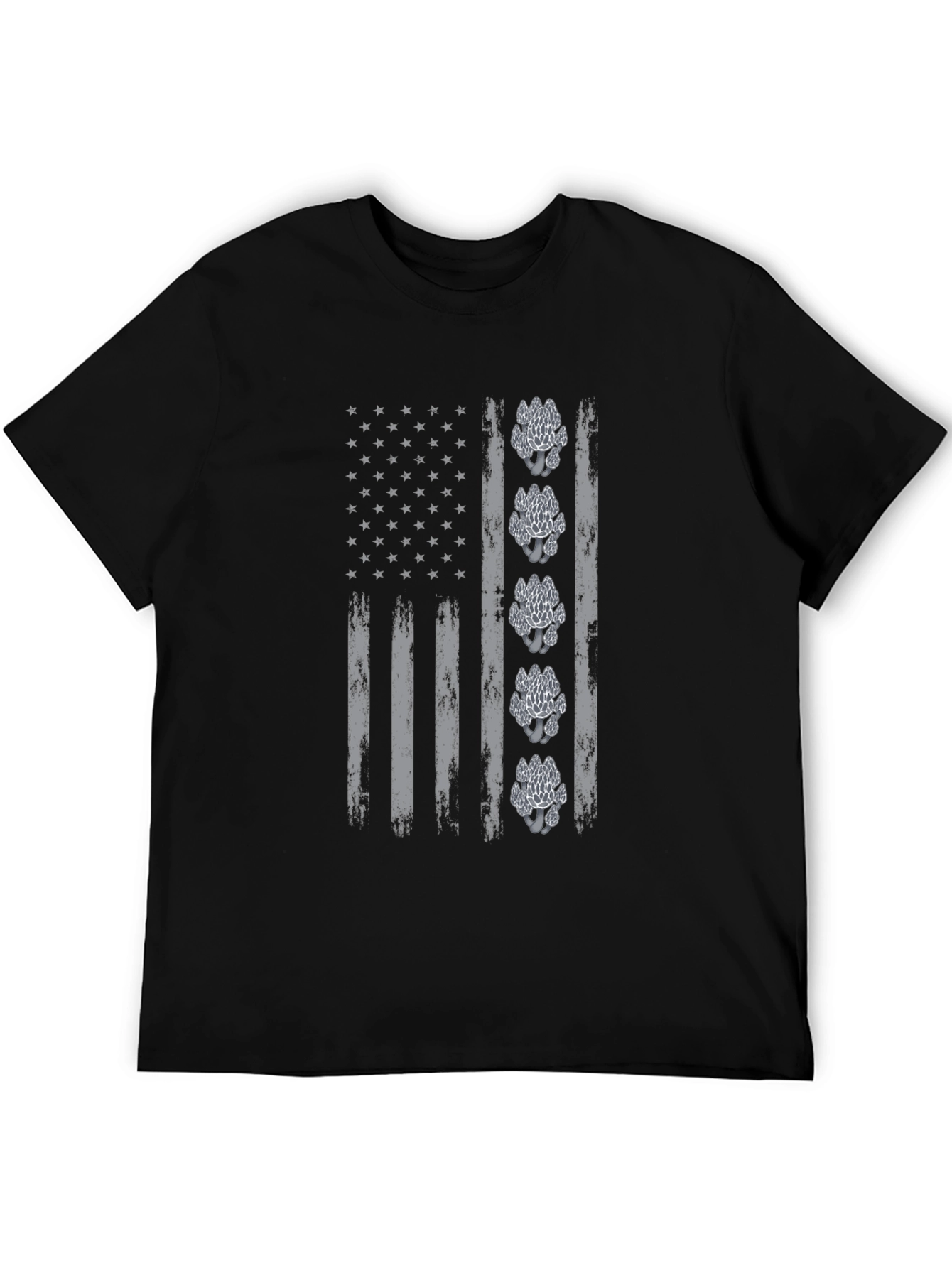 Black Distressed Flag Mushroom Graphic Tee view 5