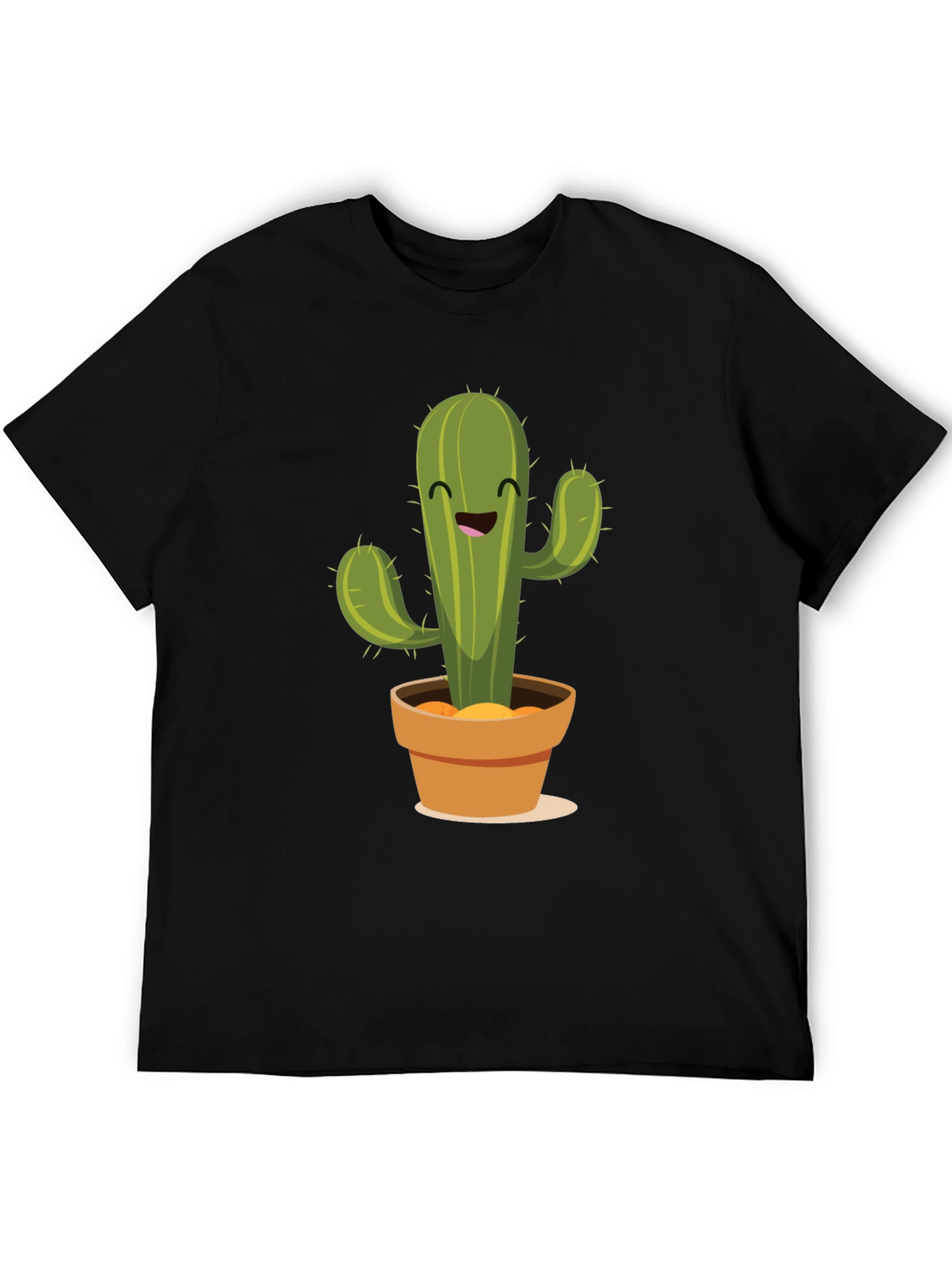 Cute Cactus Graphic Tee - Black Cotton T-Shirt - 5