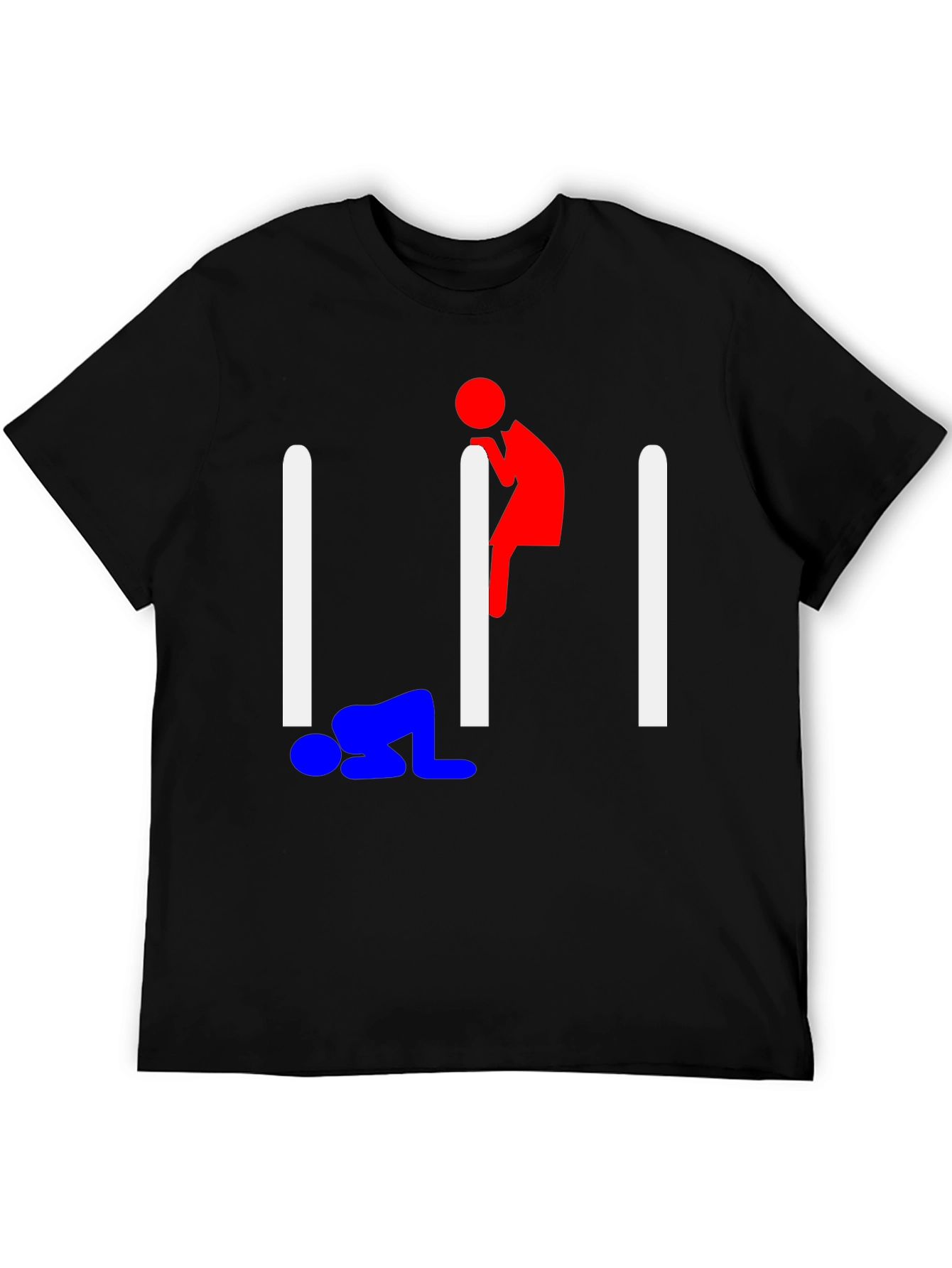 Black Humorous Stick Figure Graphic Tee - Black view 5