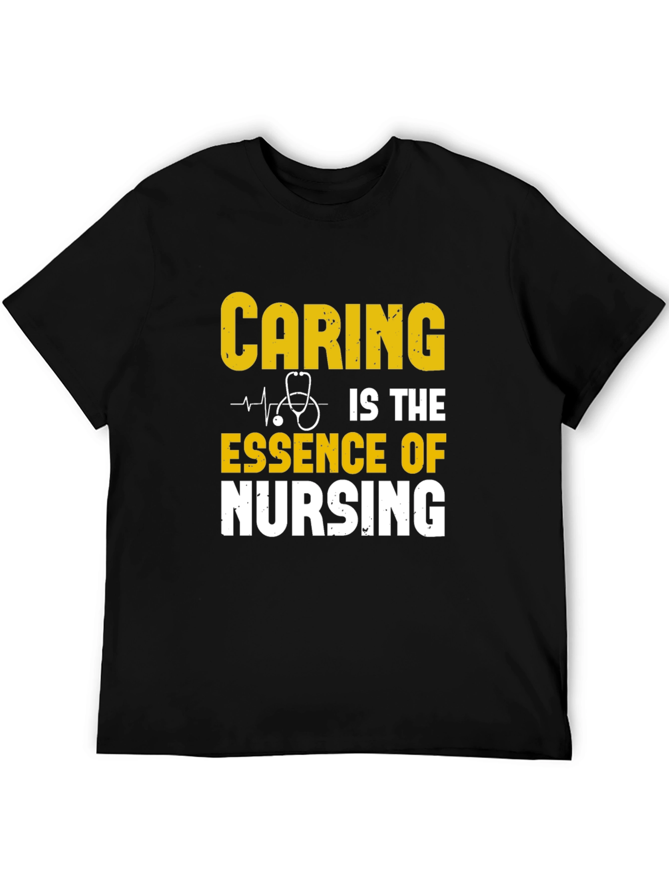 Black Caring is Essence of Nursing Black T-Shirt view 5