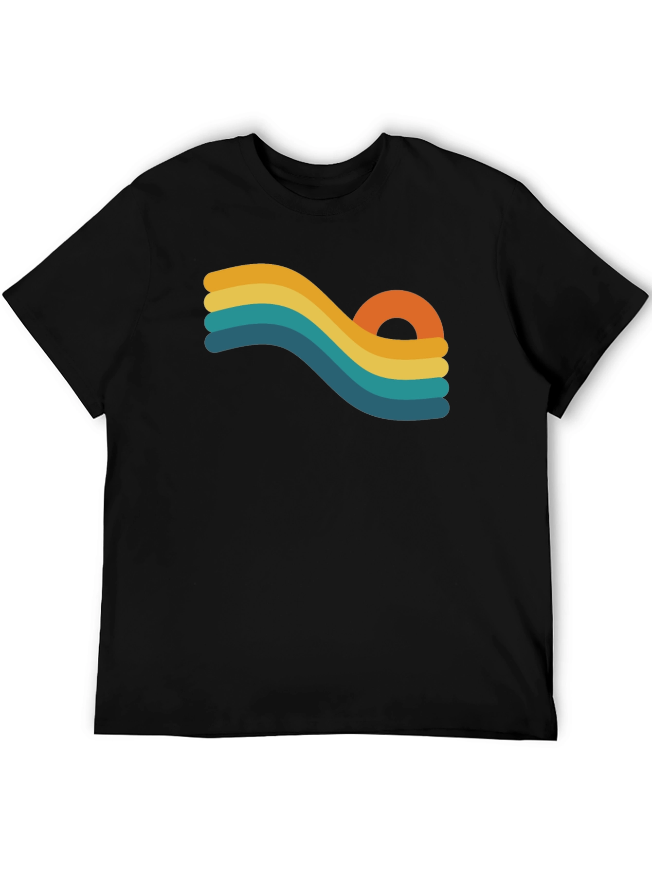 Black Retro Wave Graphic Black T-Shirt view 5