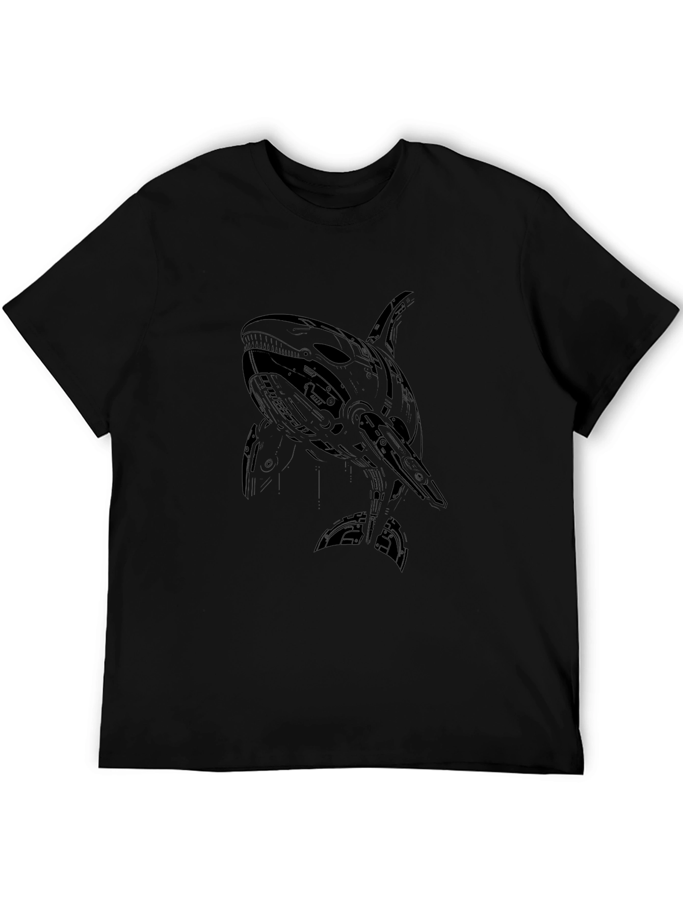 Black Cyberpunk Orca Graphic Tee - Black view 5
