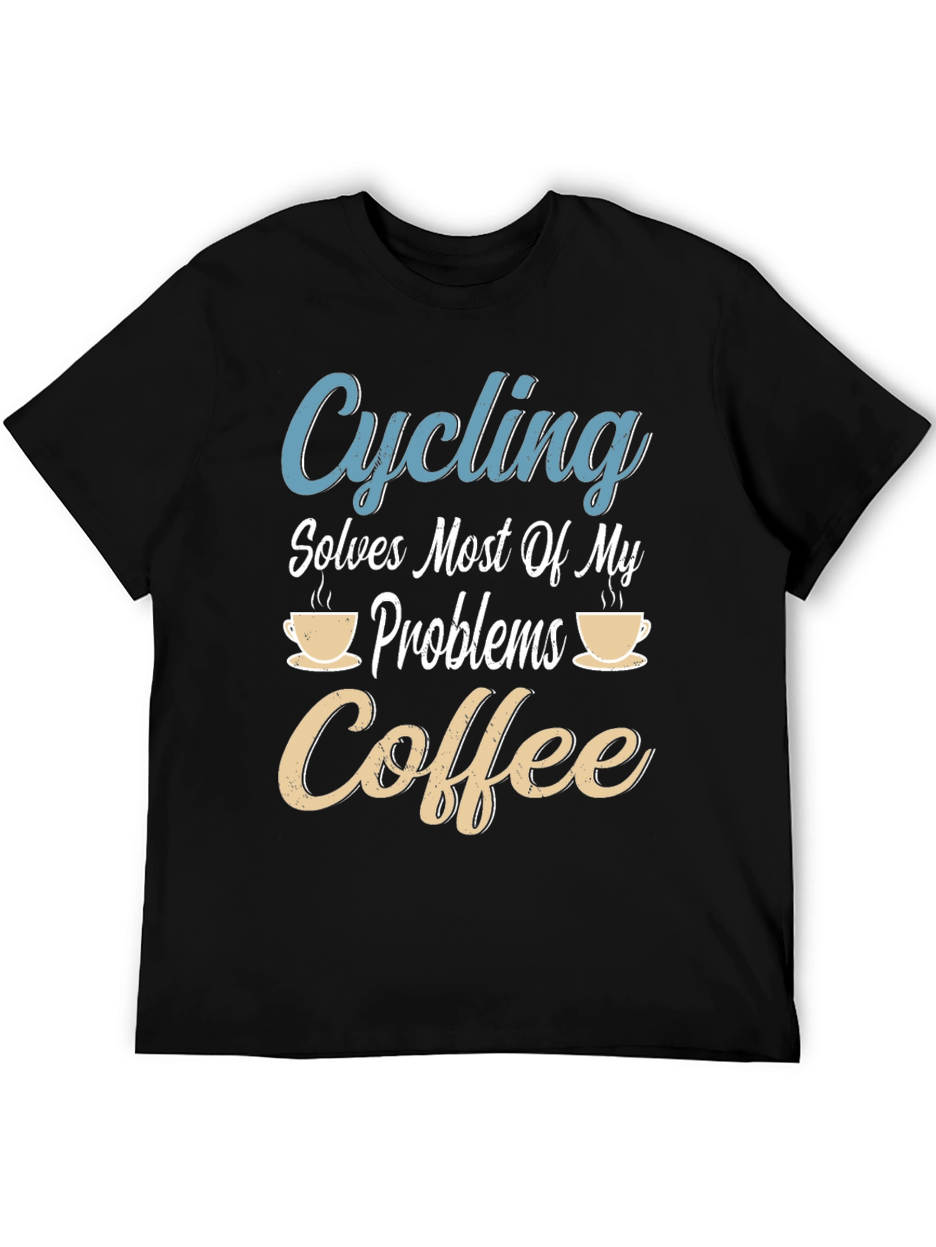 Black Cycling & Coffee T-Shirt: Solves Most Problems view 5