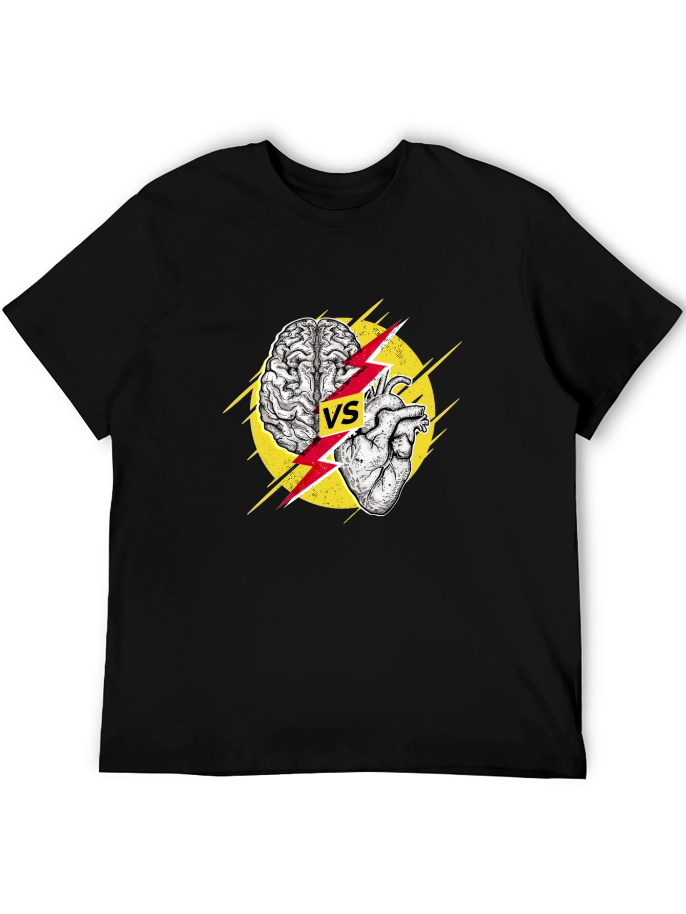 Black Brain vs Heart Graphic T-Shirt - Logic Meets Passion view 5