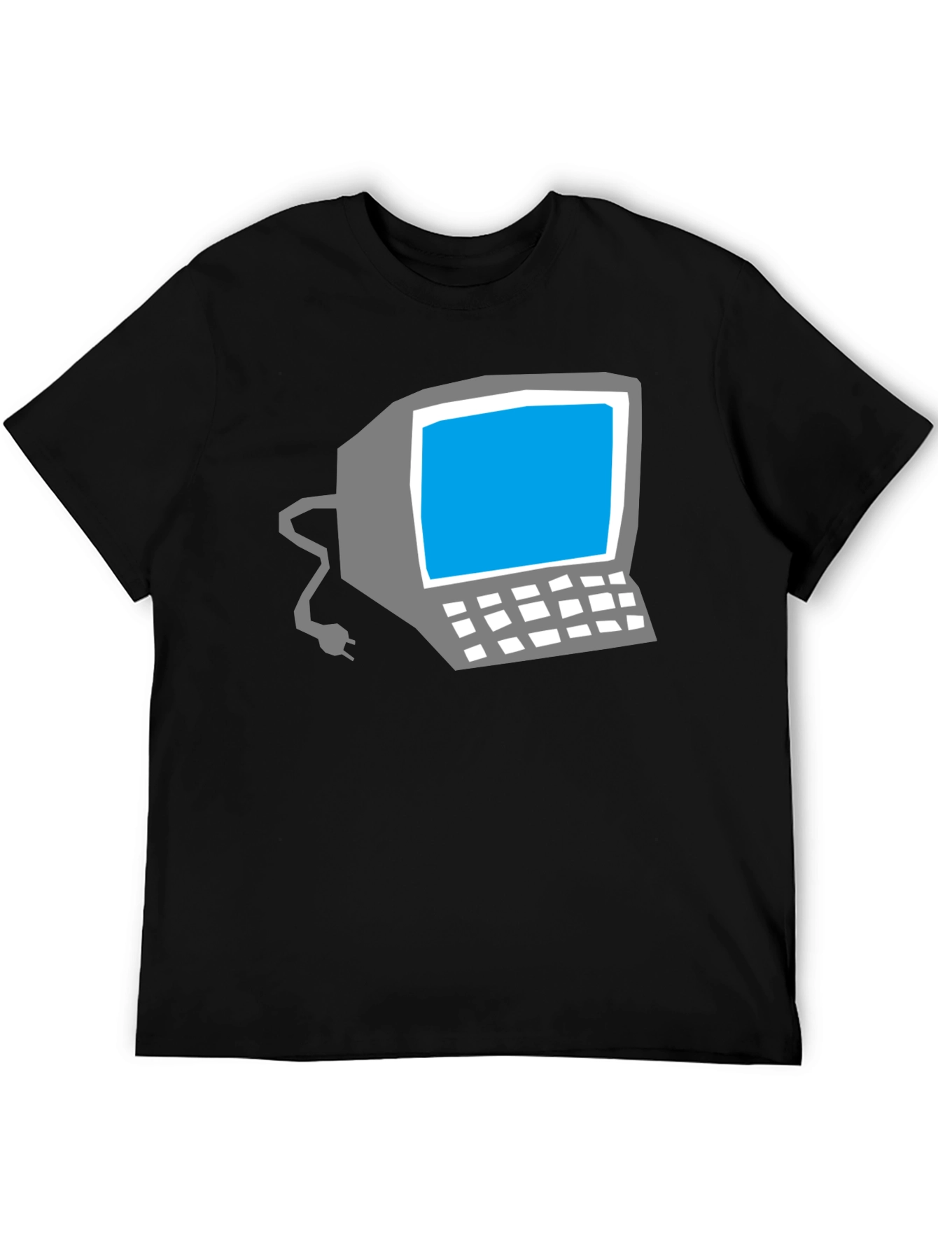 Black Retro Computer Graphic Tee - Classic Geek Style view 5