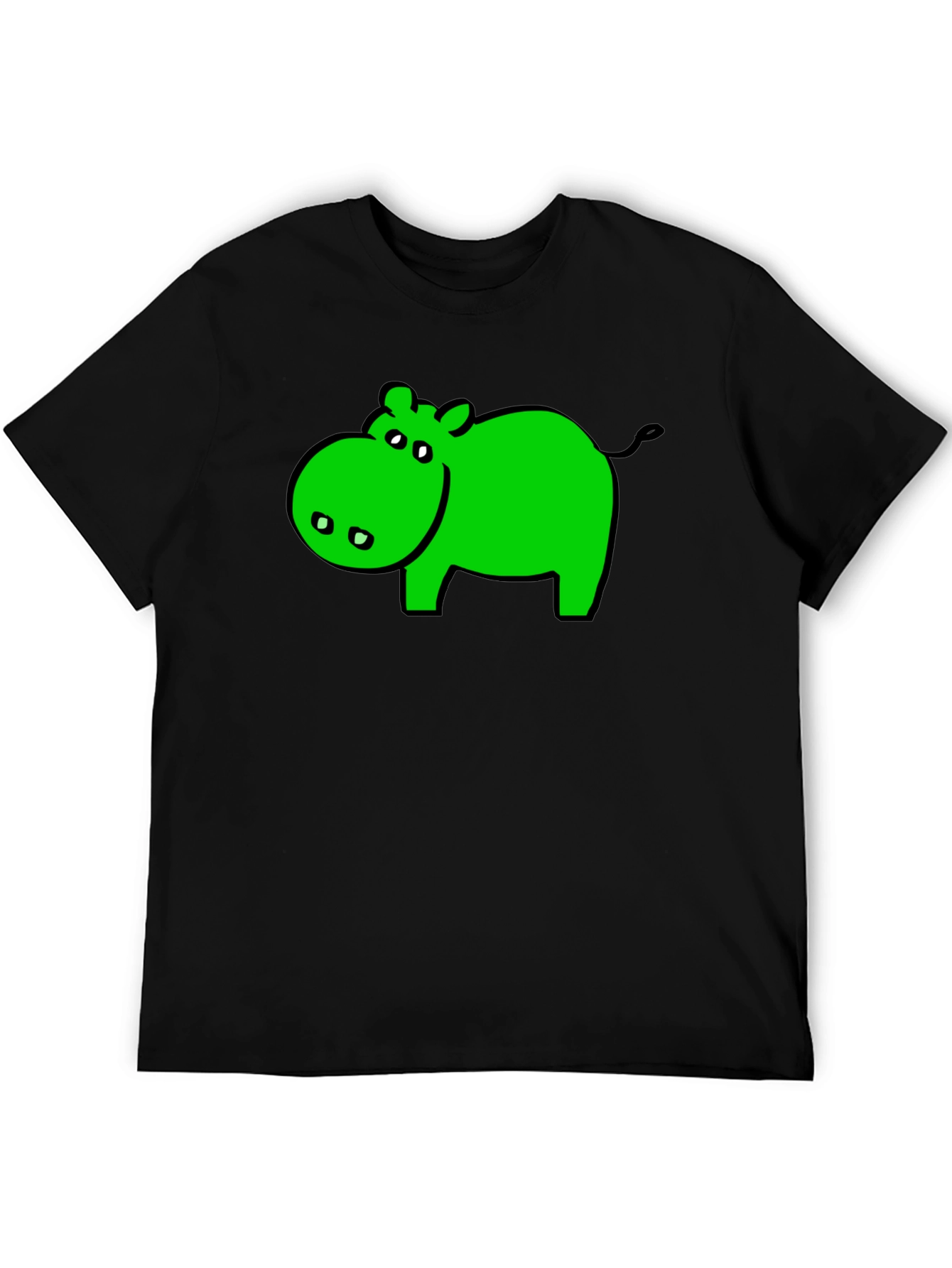 Black Green Hippo Graphic Black T-Shirt - Casual Wear view 5
