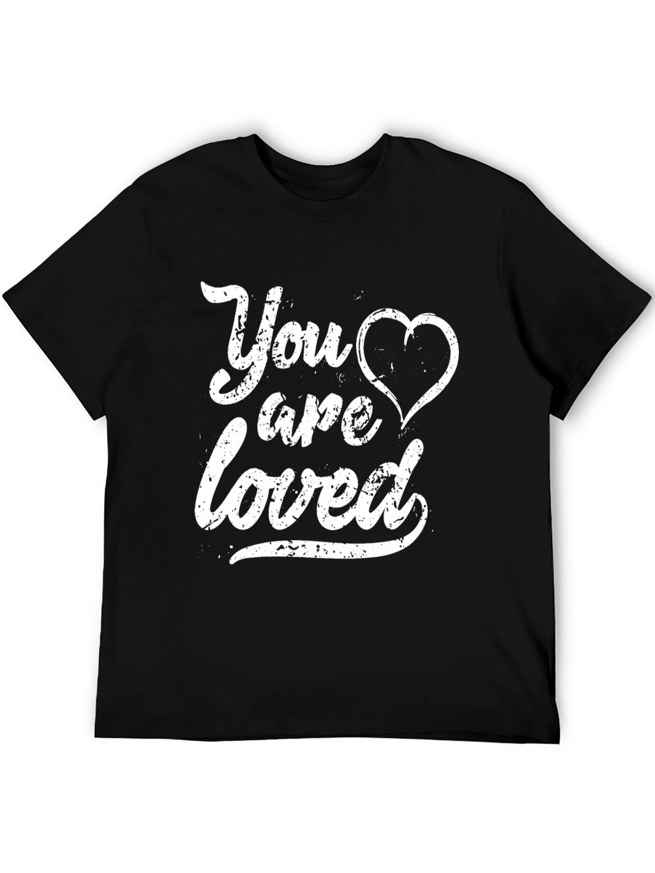 Black You Are Loved Graphic Tee - Black Cotton T-Shirt view 5