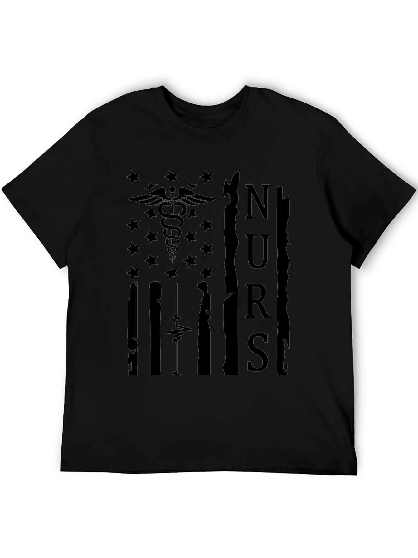 Black Nurse Flag Graphic Tee - Black view 5