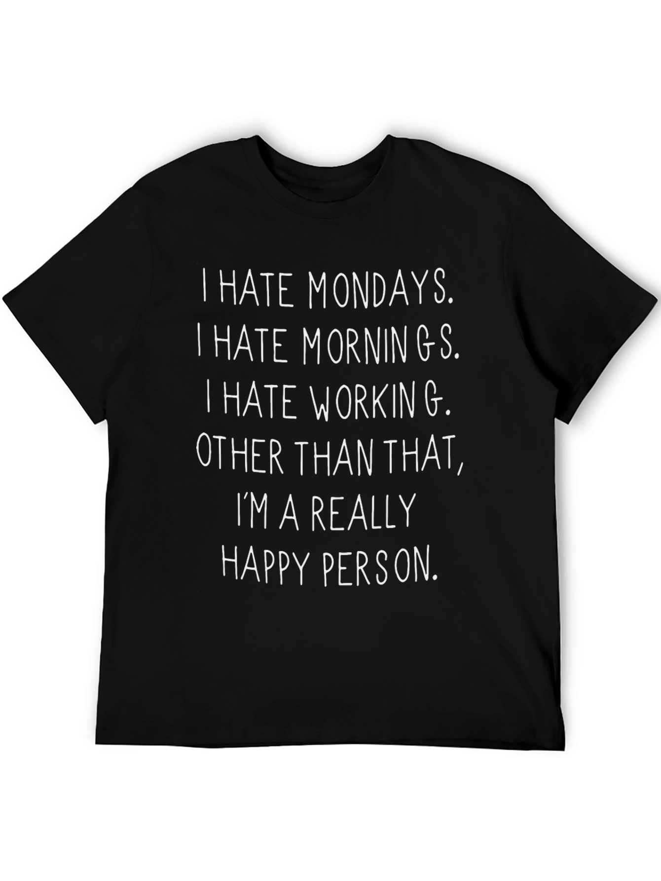 Black Humorous "I Hate Mondays" Graphic T-Shirt view 5