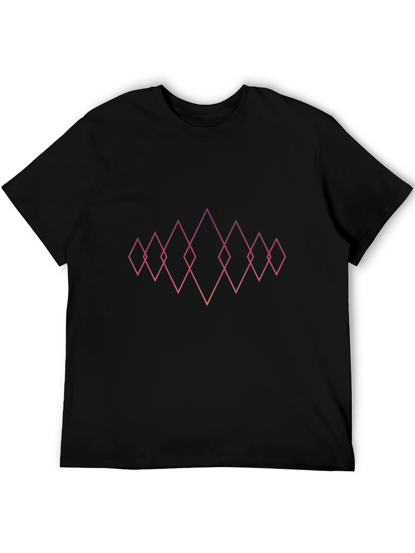 Black Geometric Diamond Design Black T-Shirt view 5