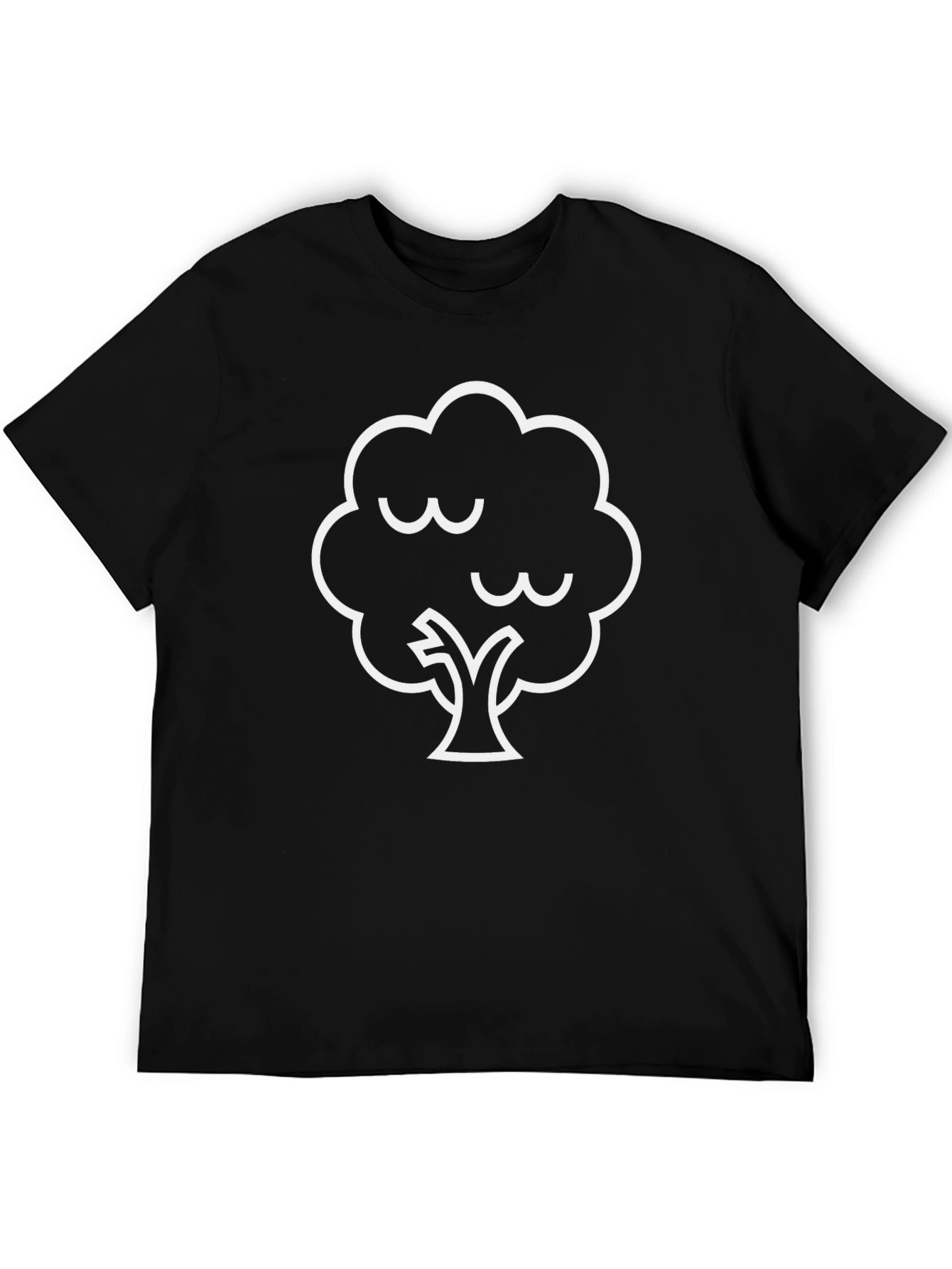 Black Men's Black T-Shirt with White Tree Graphic view 5