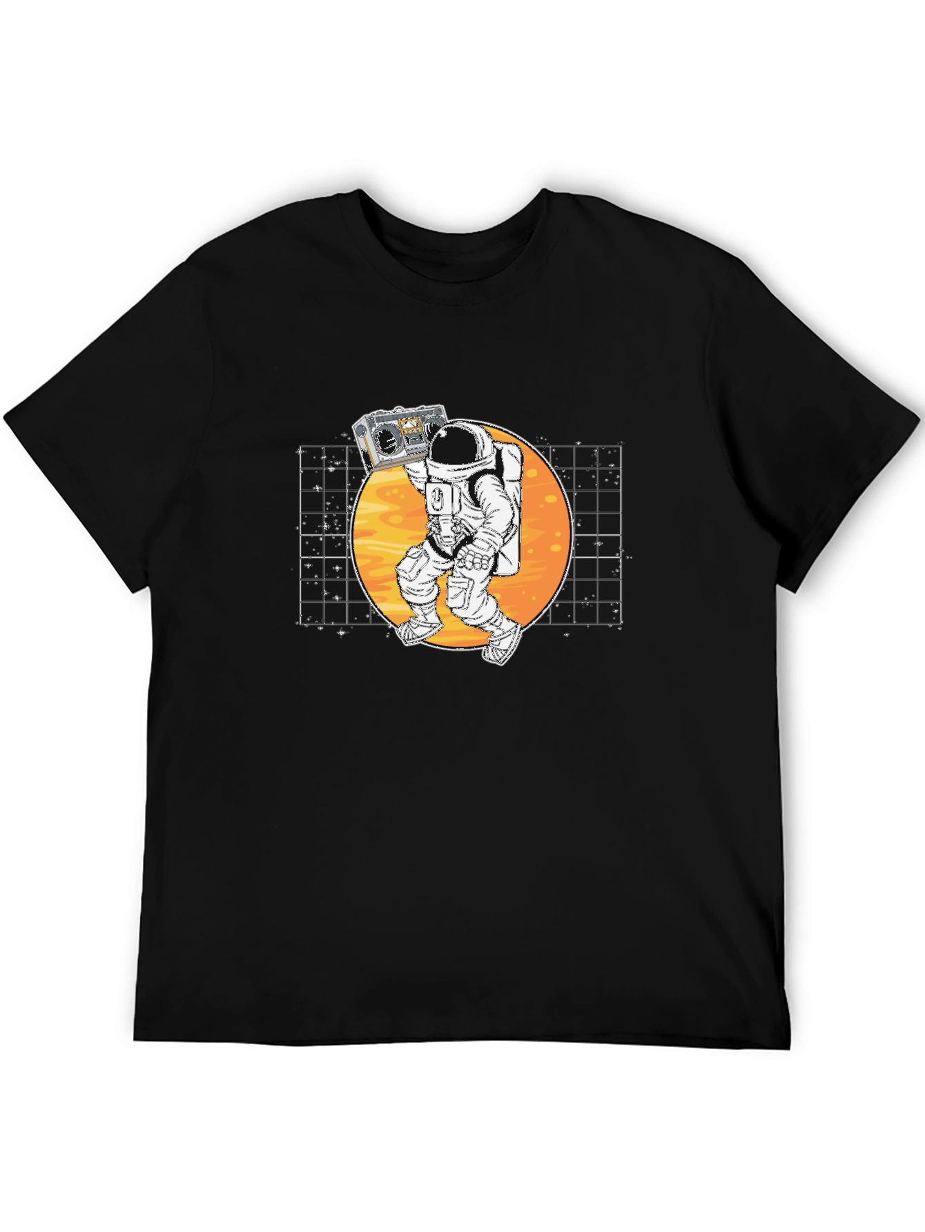 Black Astronaut Boombox Graphic T-Shirt - Retro Space Design view 5
