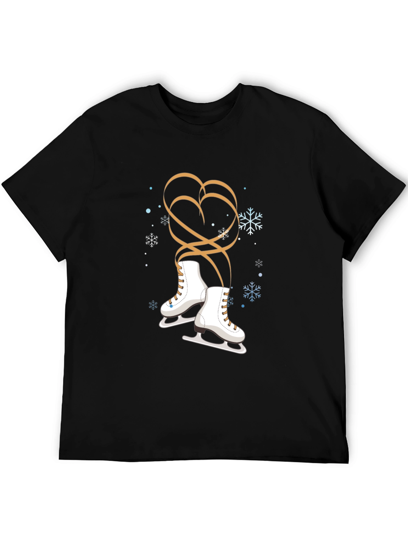 Black Winter Ice Skating Heart T-Shirt view 5