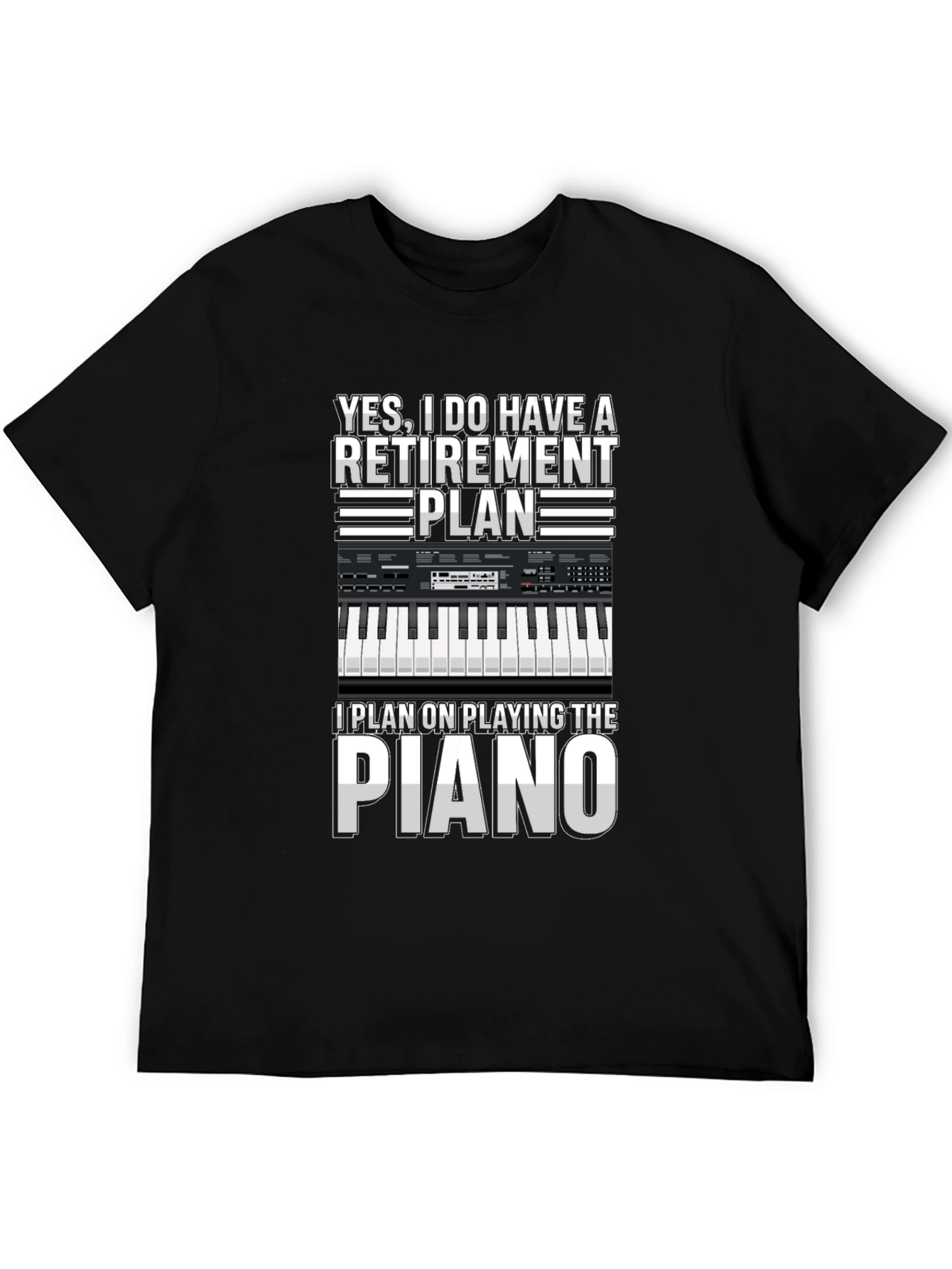 Black Retirement Plan Piano T-Shirt view 5