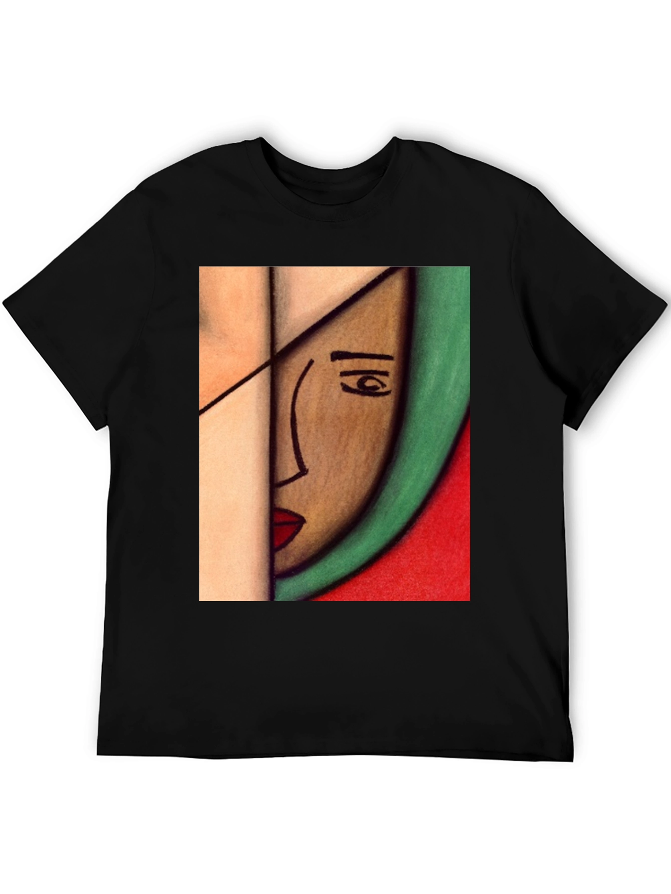 Black Abstract Art Face T-Shirt view 5