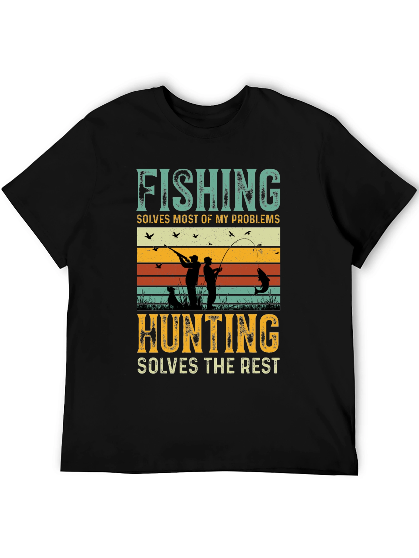 Black Fishing and Hunting Graphic Tee view 5