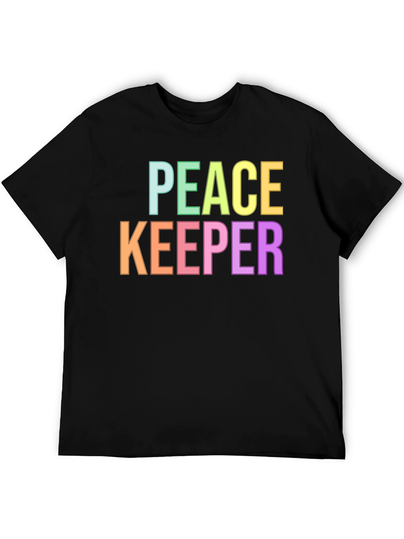 Black Peace Keeper Colorful Graphic Tee - Black Shirt view 5