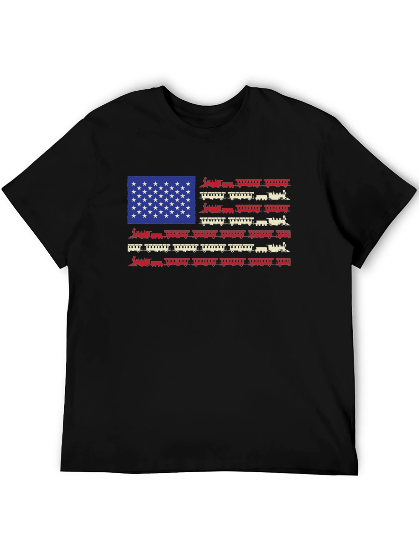 Black American Flag Train Graphic Tee view 5