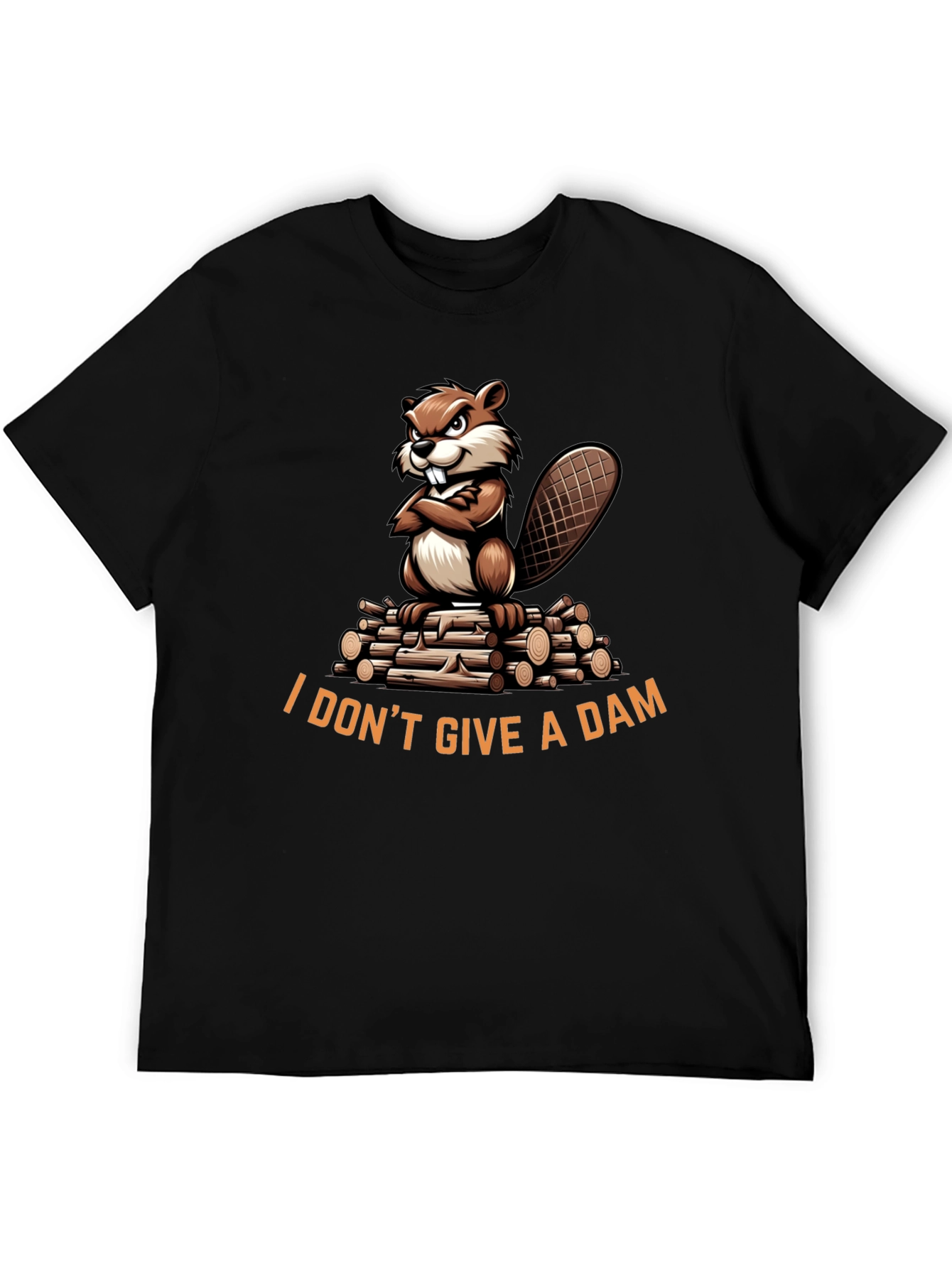 Black I Don't Give a Dam Beaver T-Shirt - Funny Animal Tee view 5