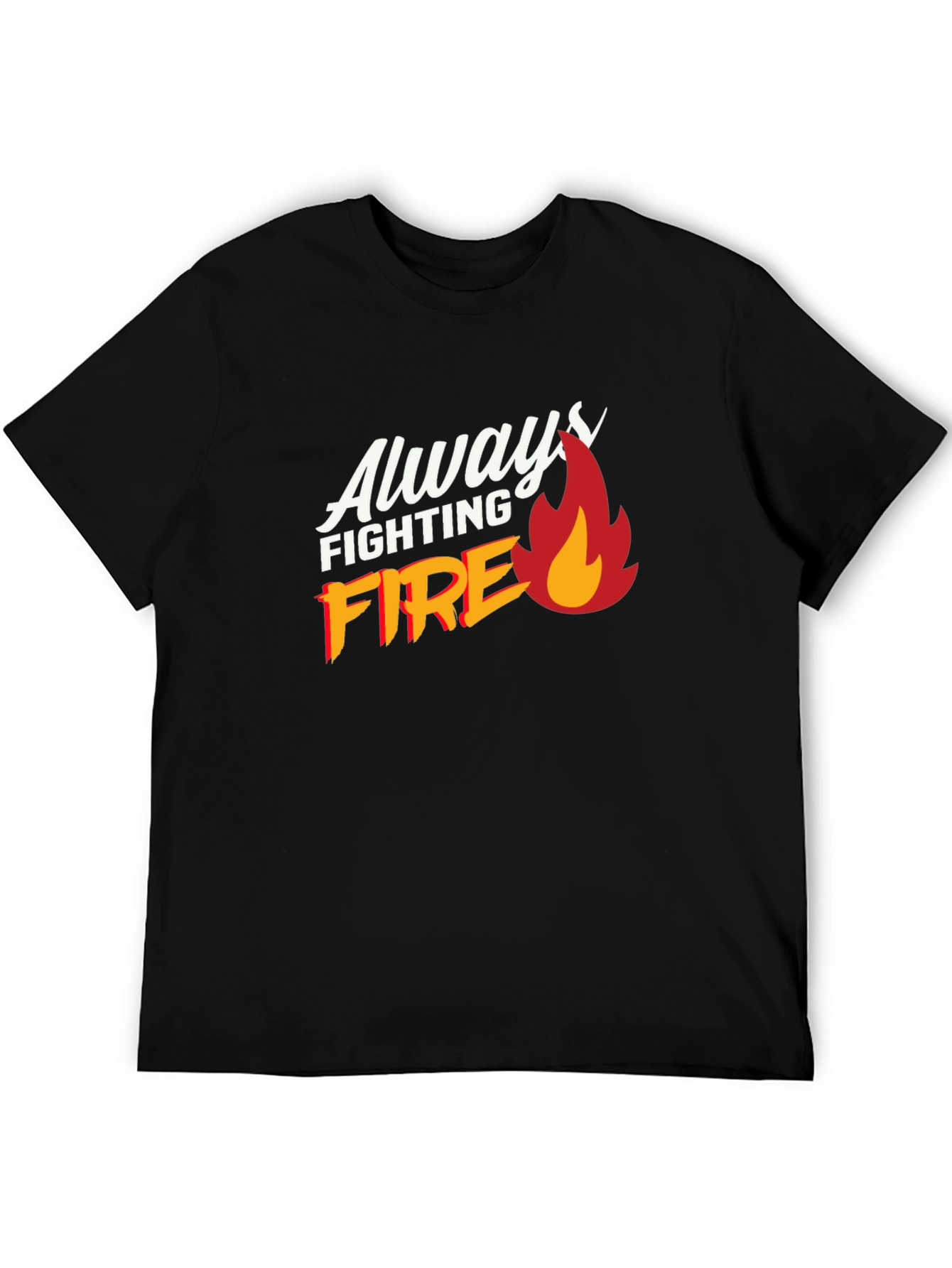 Black Always Fighting Fire Graphic Print Black T-Shirt view 5