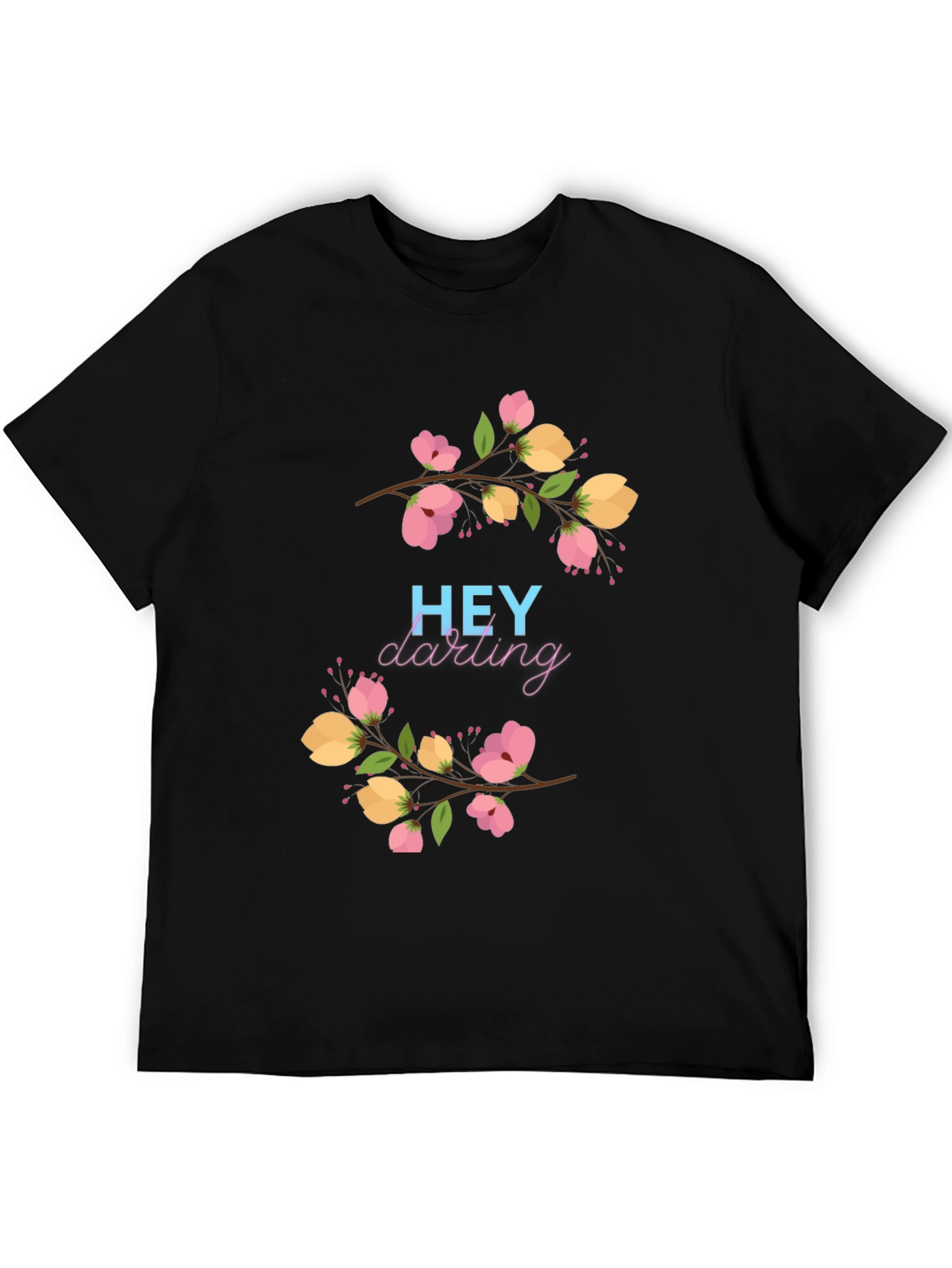 Black Hey Darling Floral Graphic Black T-Shirt view 5