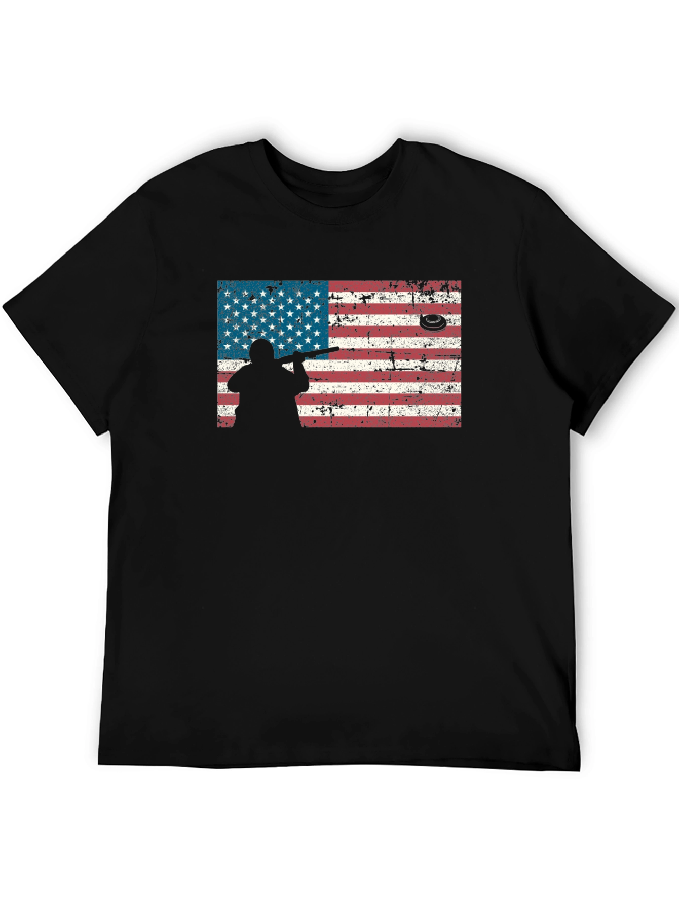 Black American Flag Skeet Shooting T-Shirt view 5