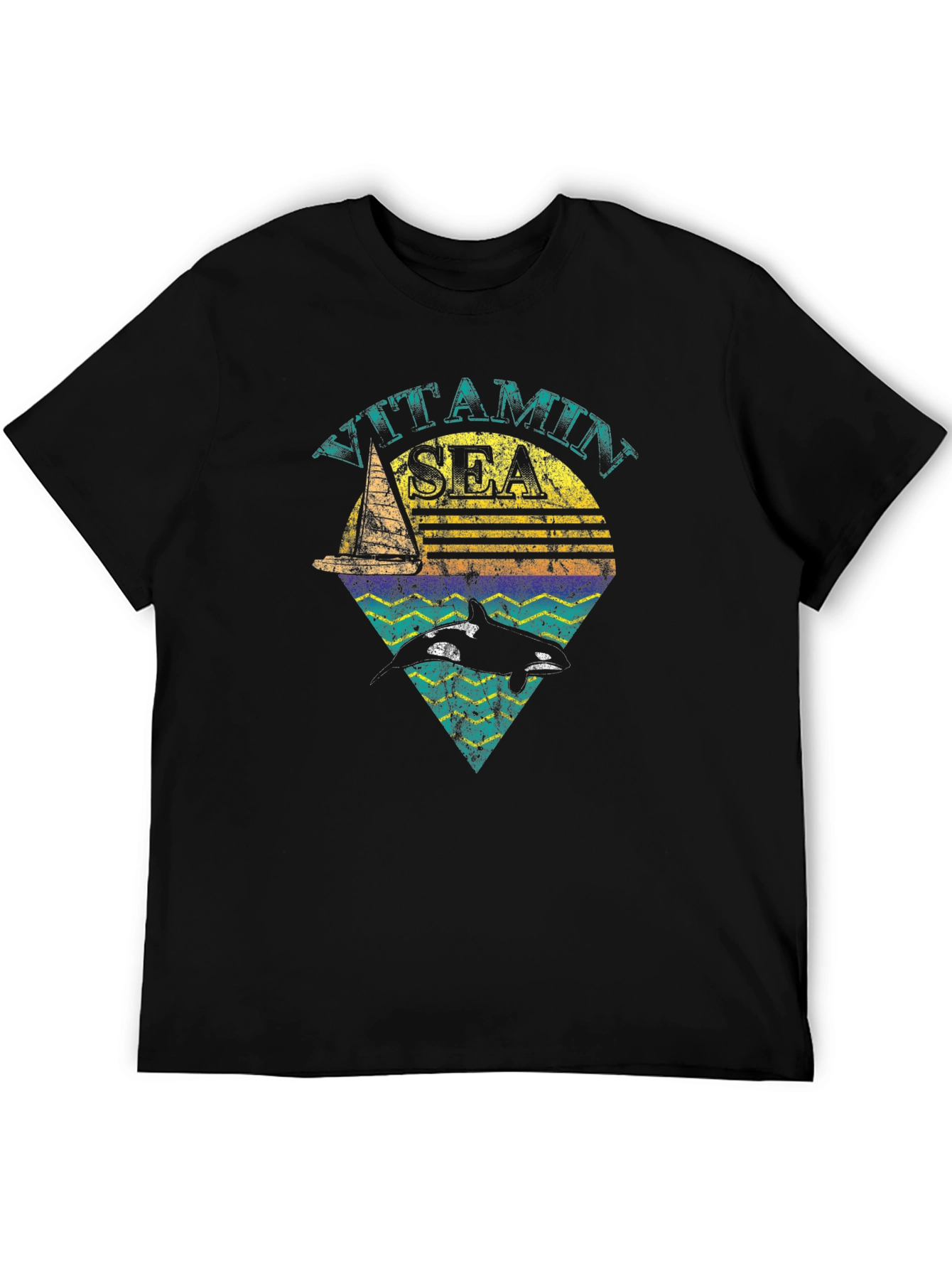 Black Vitamin Sea Orca T-Shirt - Nautical Design view 5