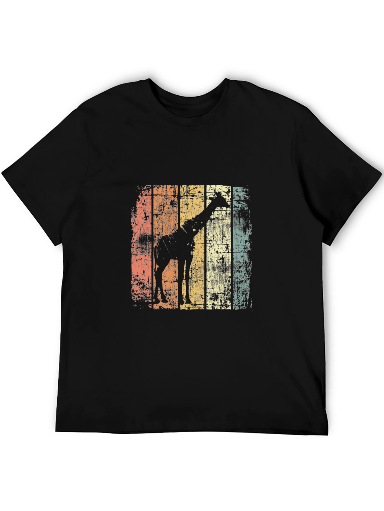 Black Giraffe Silhouette Distressed T-Shirt view 5