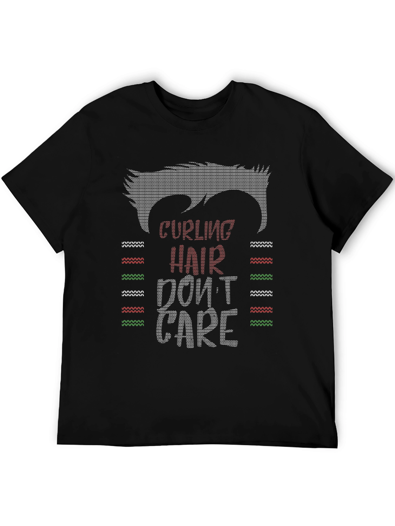 Black Curling Hair Don't Care Graphic Tee view 5