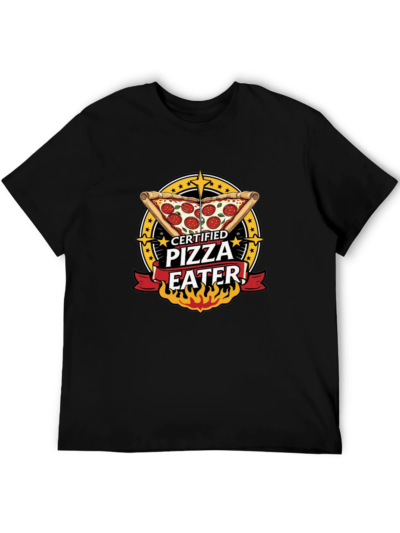 Black Certified Pizza Eater Graphic Tee - Fun Foodie Shirt view 5