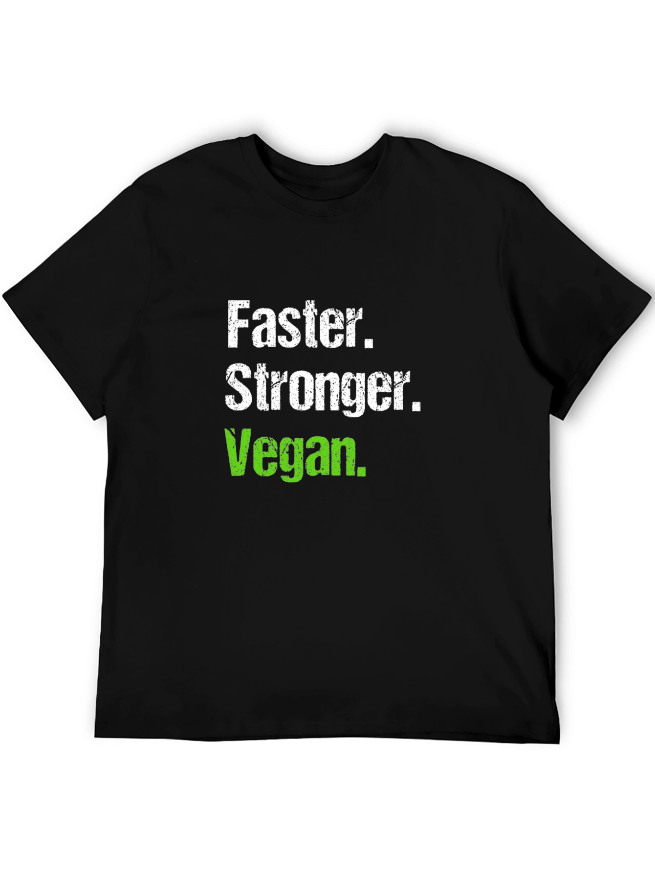 Black Faster Stronger Vegan T-Shirt - Black Crew Neck view 5