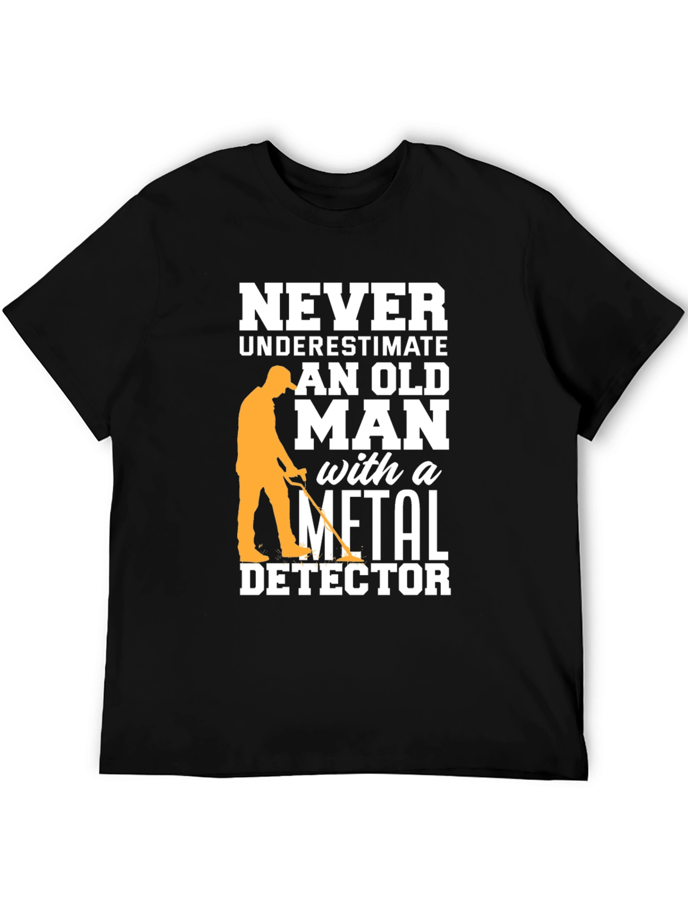 Black Funny Metal Detector Old Man Black T-Shirt view 5