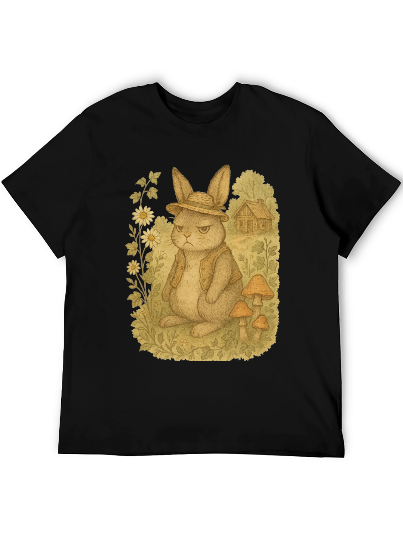 Black Grumpy Rabbit T-Shirt - Funny Animal Tee view 5