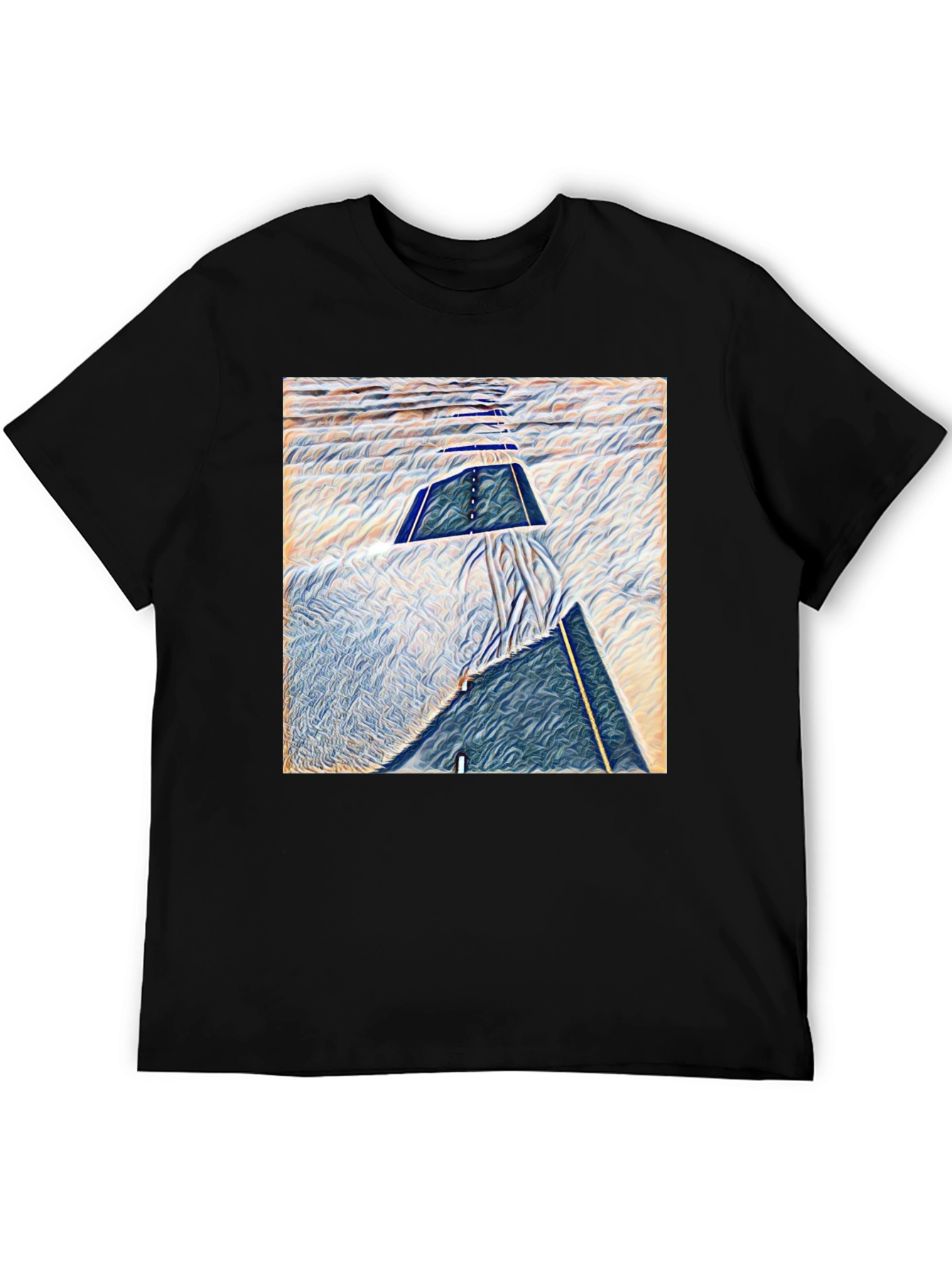 Black Abstract Art T-Shirt - Modern Graphic Tee view 5