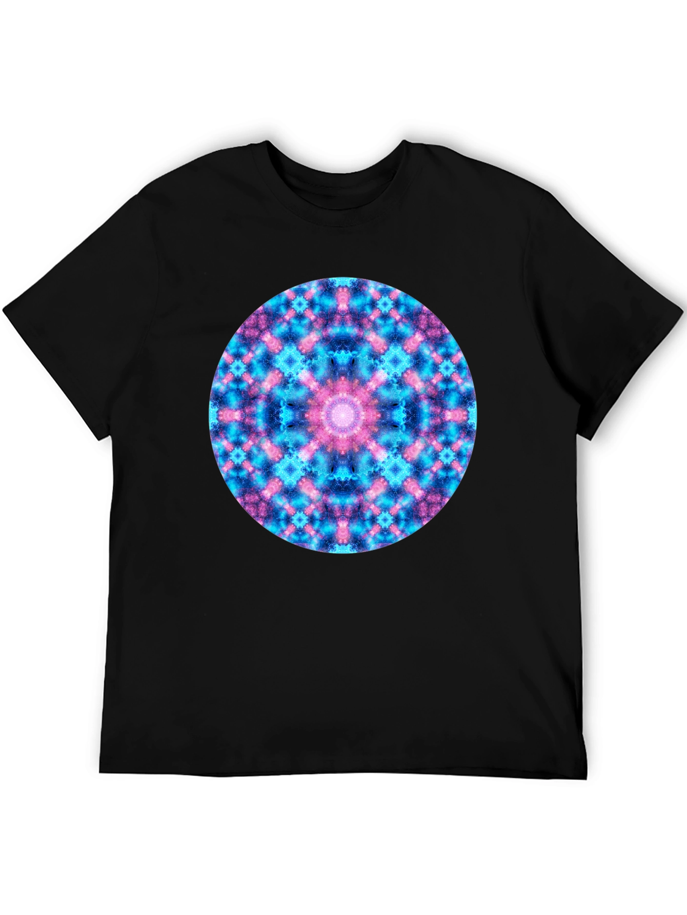Black Cosmic Mandala T-Shirt - Colorful Geometric Design view 5