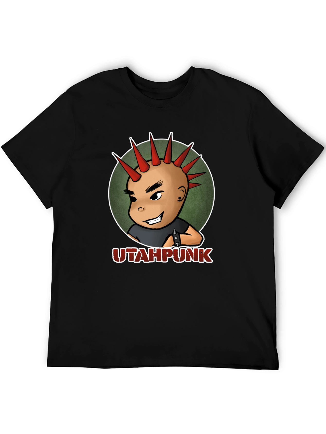 Black UTAH PUNK Graphic T-Shirt - Cool Punk Kid Design view 5