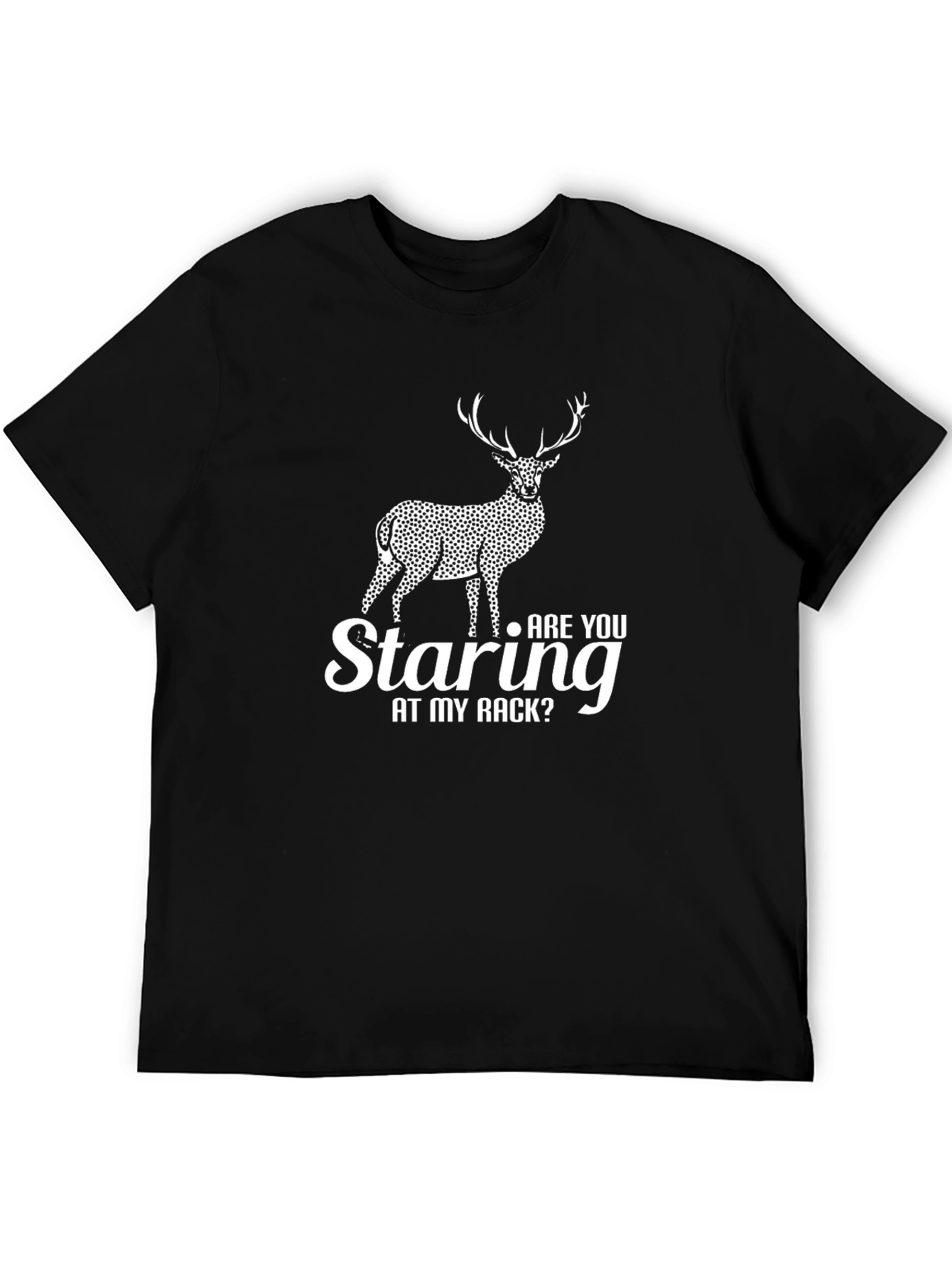 Black Staring at My Rack Deer Graphic Tee - Funny Hunting T-Shirt view 5