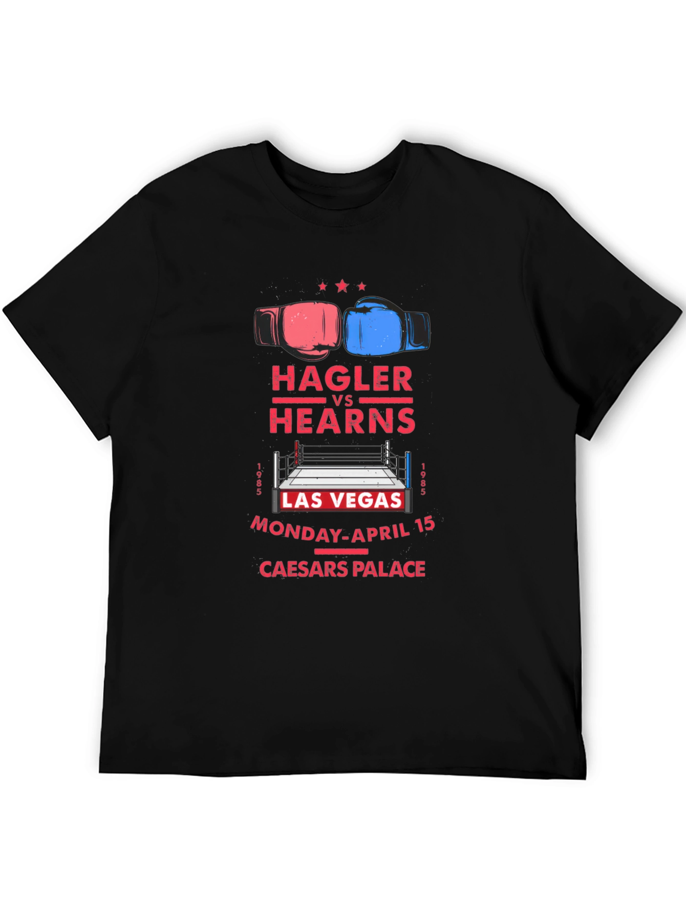Black Hagler vs Hearns Boxing Match T-Shirt view 5