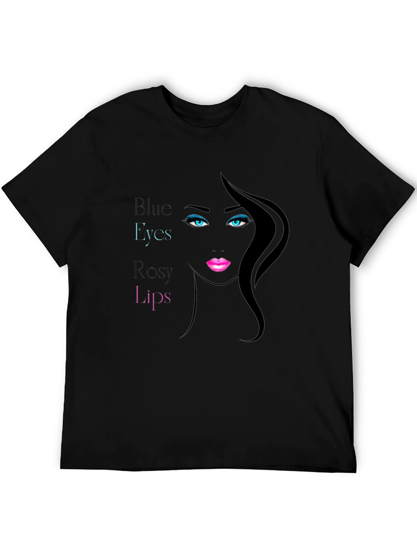 Black Blue Eyes Rosy Lips Graphic Tee view 5