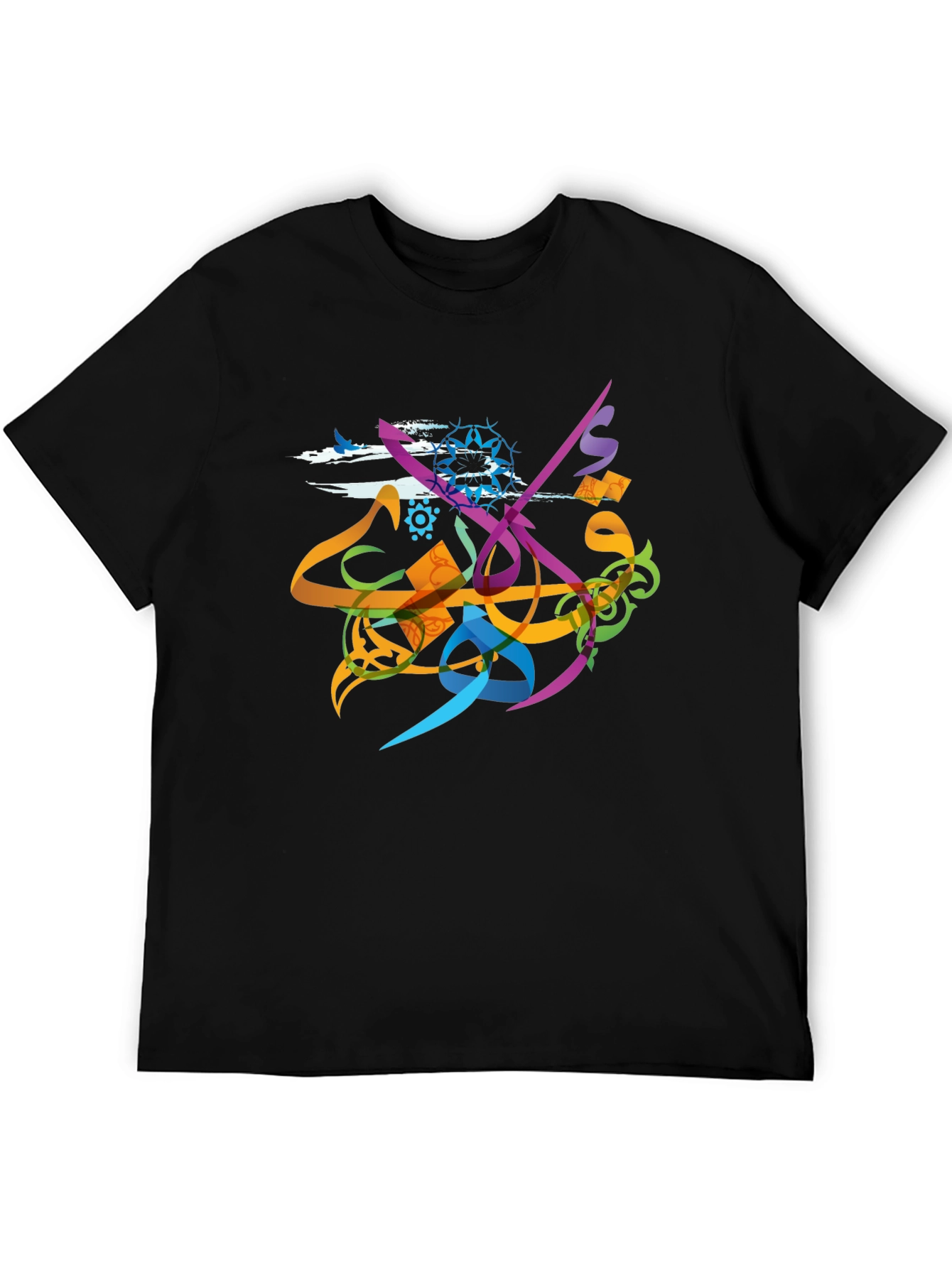 Black Abstract Calligraphy Graphic T-Shirt view 5
