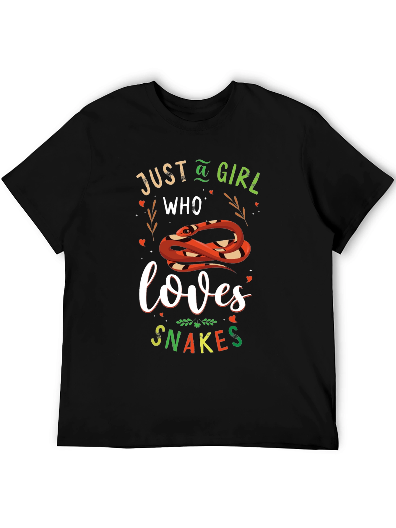 Black Just A Girl Who Loves Snakes Graphic T-Shirt view 5