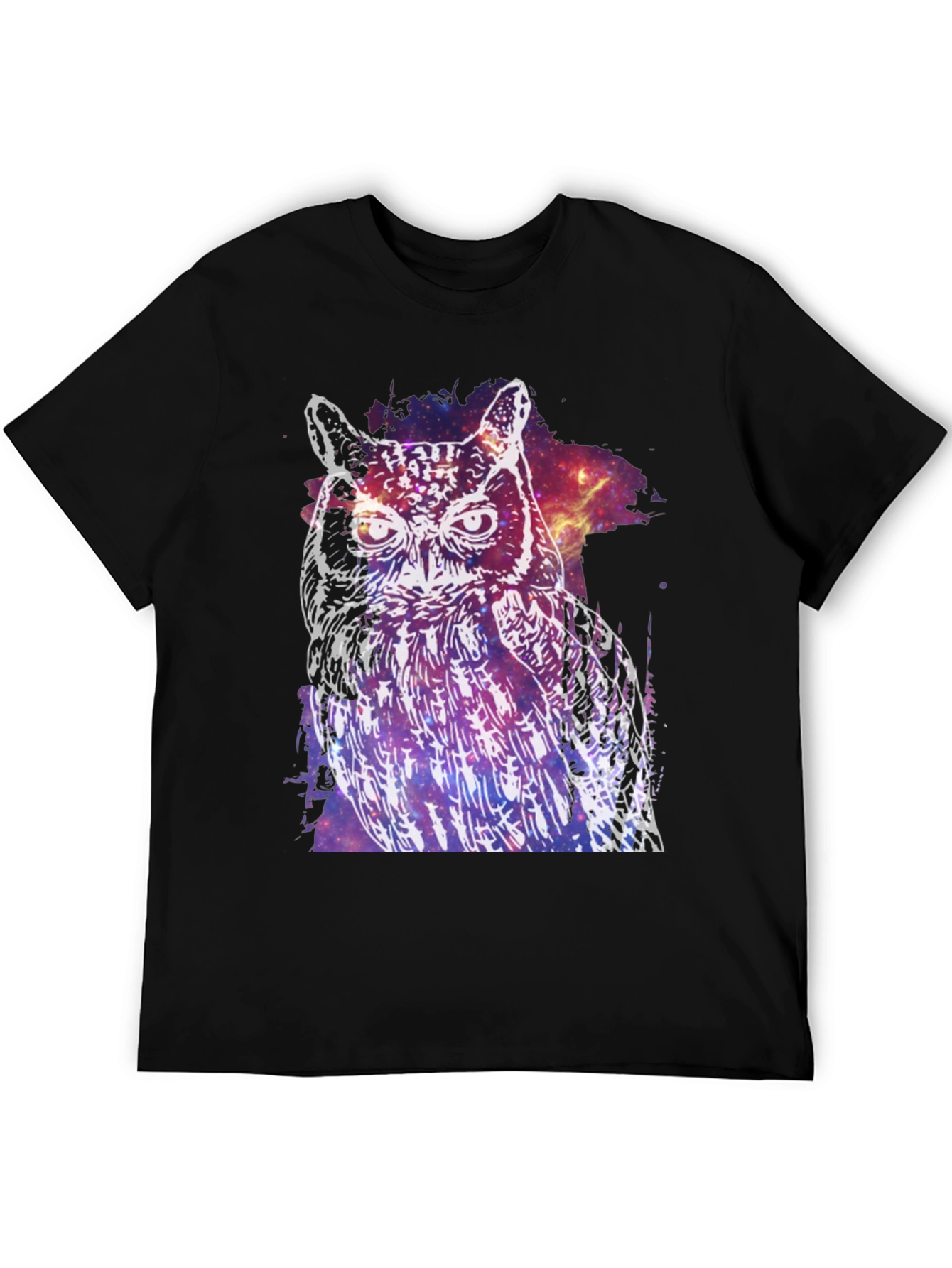 Black Cosmic Owl Graphic T-Shirt - Unisex view 5