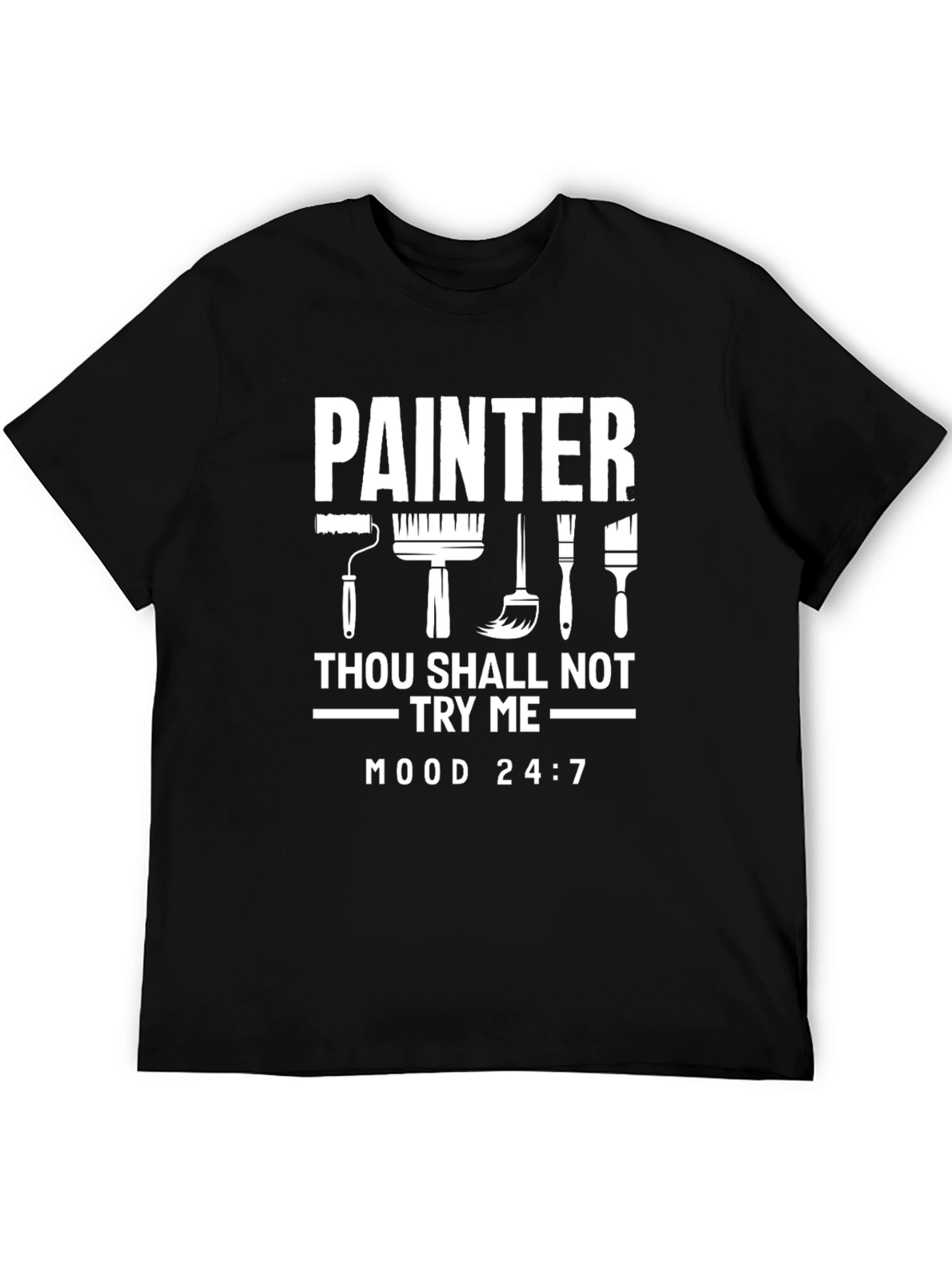 Black Painter Thou Shall Not Try Me Black T-Shirt view 5