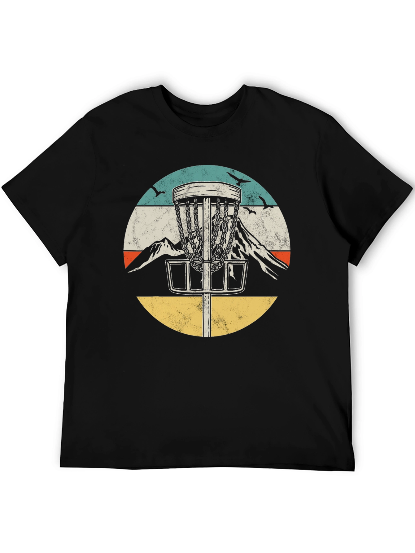 Black Retro Disc Golf Tee - Mountain Design view 5