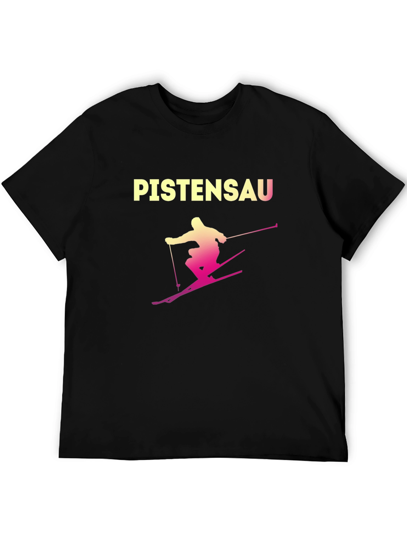 Black Pistensau Skiing Graphic Tee - Black Cotton Blend view 5