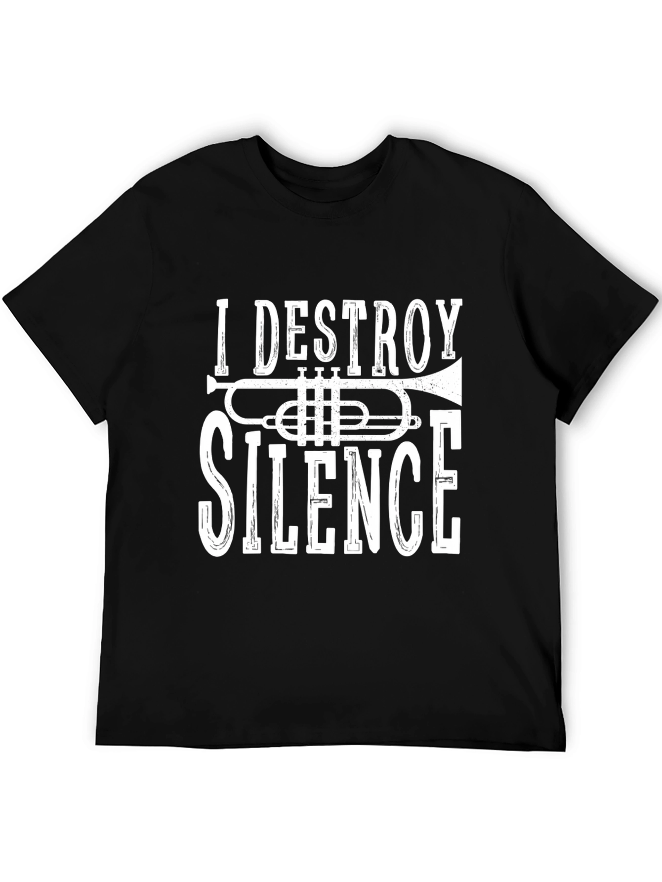 Black I Destroy Silence Trumpet Graphic Tee view 5
