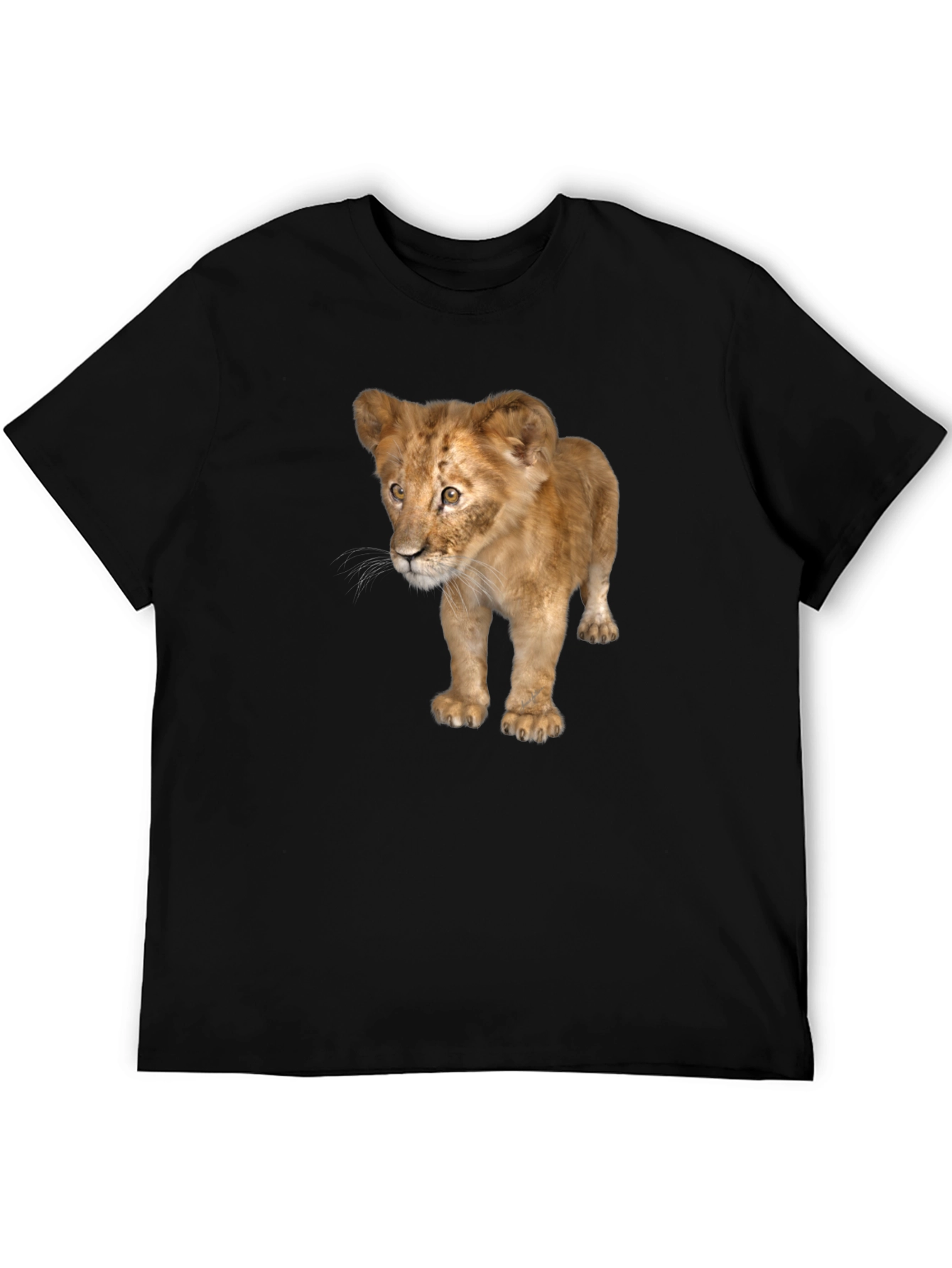 Black Lion Cub Graphic Tee - Unisex Black T-Shirt view 5