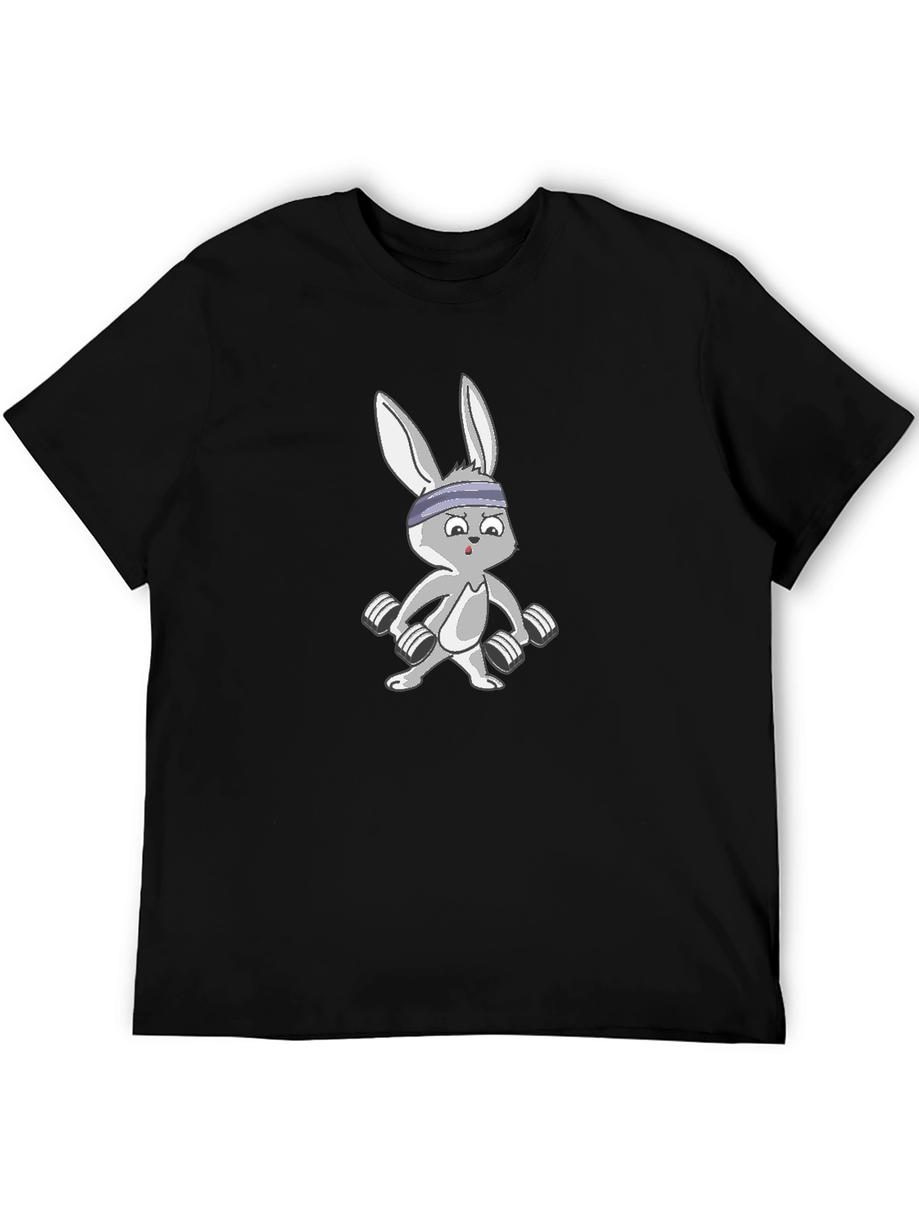 Black Funny Bunny Weights Black T-Shirt view 5