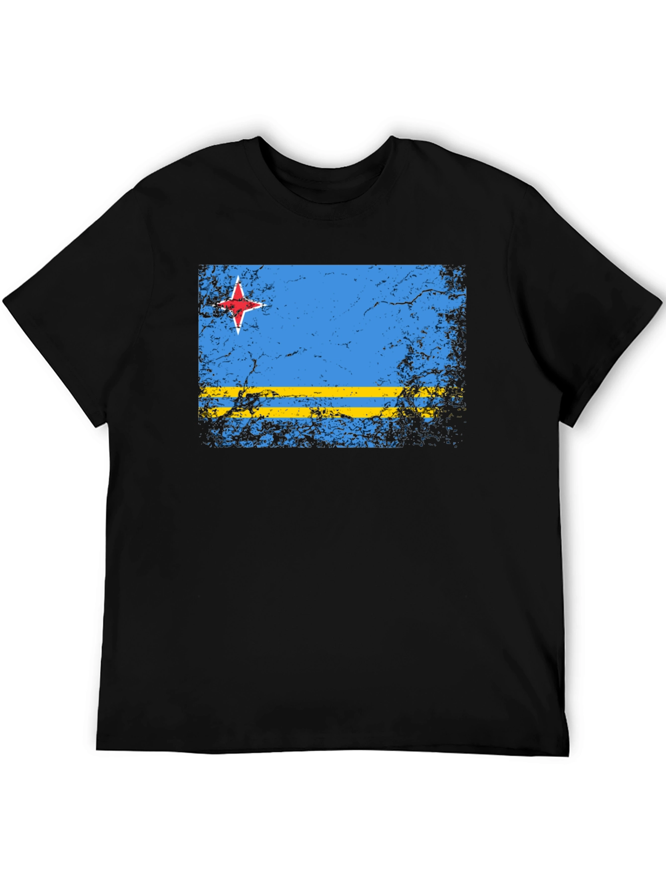Black Aruba Flag Distressed T-Shirt - Island Pride Tee view 5