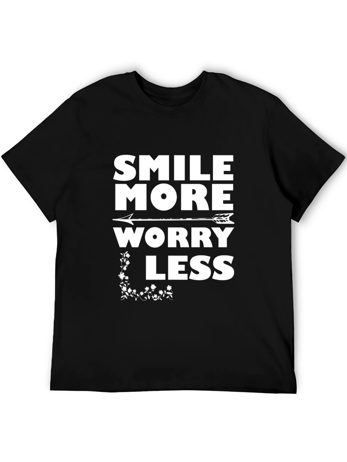 Black Smile More Worry Less Graphic Tee view 5